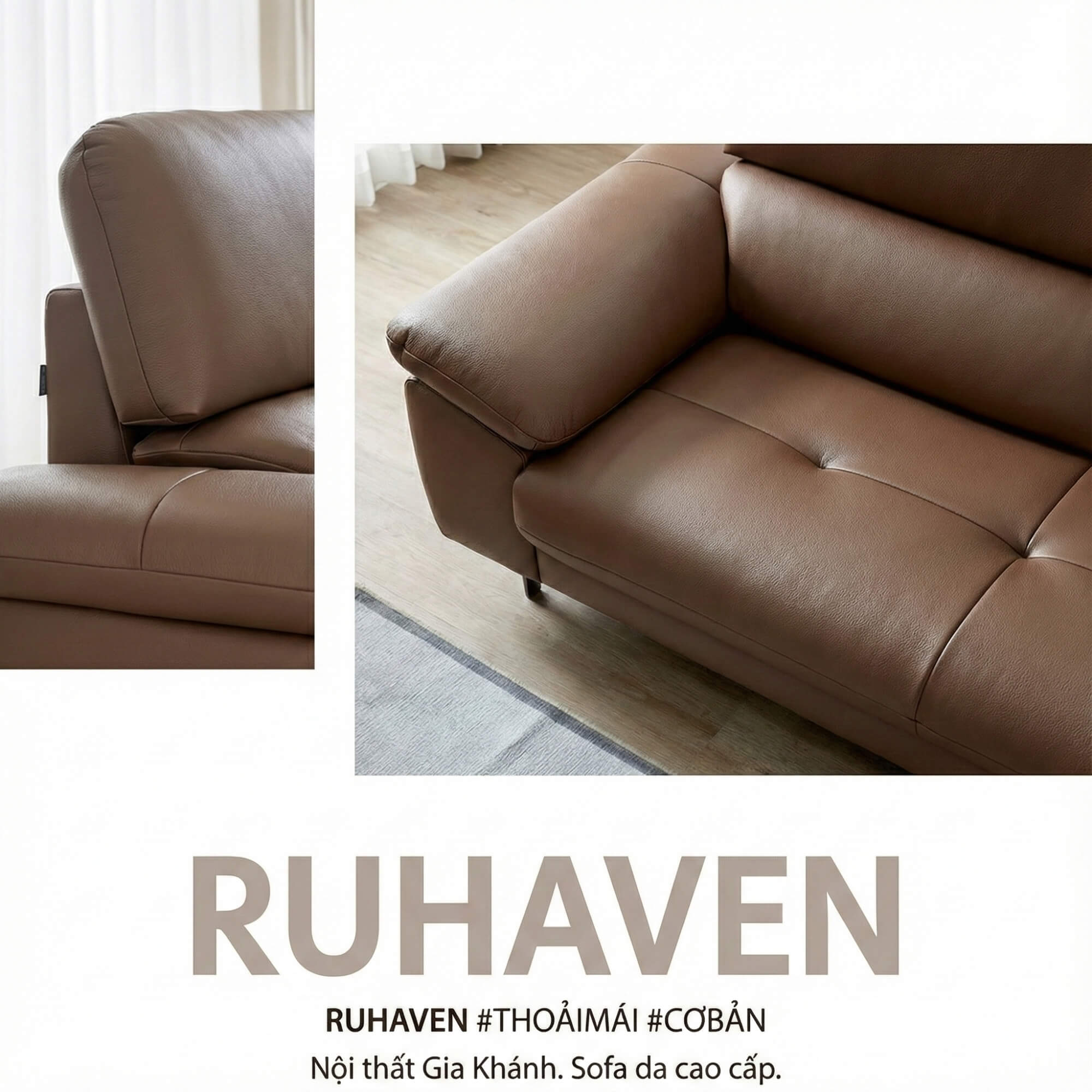 Sofa RUHAVEN - Sofa Băng 3.5 Chỗ Êm Ái Cho Gia Đình