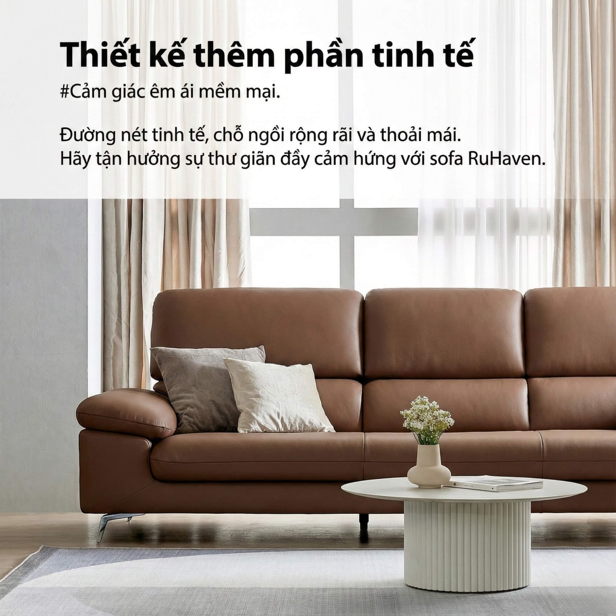 Sofa RUHAVEN - Sofa Băng 3.5 Chỗ Êm Ái Cho Gia Đình