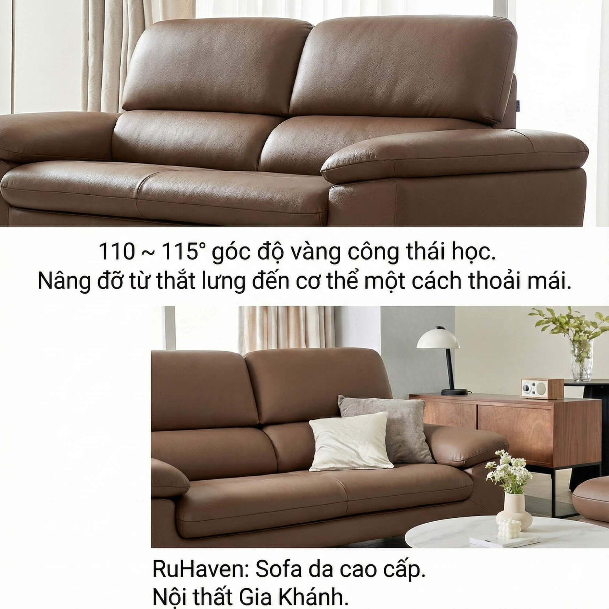 Sofa RUHAVEN - Sofa Băng 3.5 Chỗ Êm Ái Cho Gia Đình