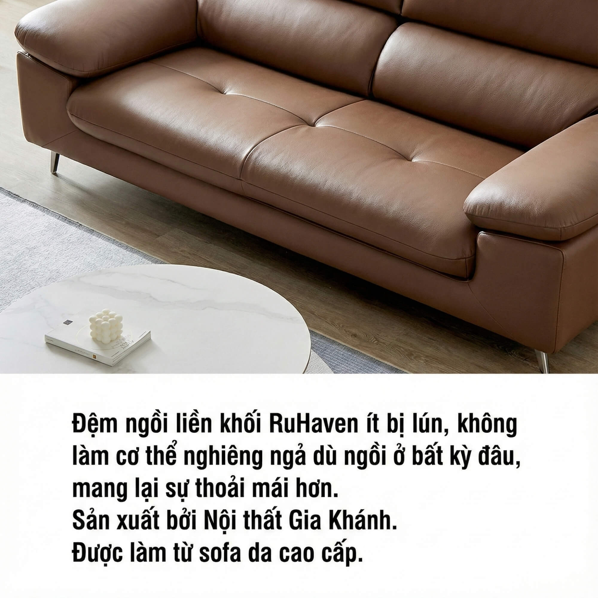 Sofa RUHAVEN - Sofa Băng 3.5 Chỗ Êm Ái Cho Gia Đình