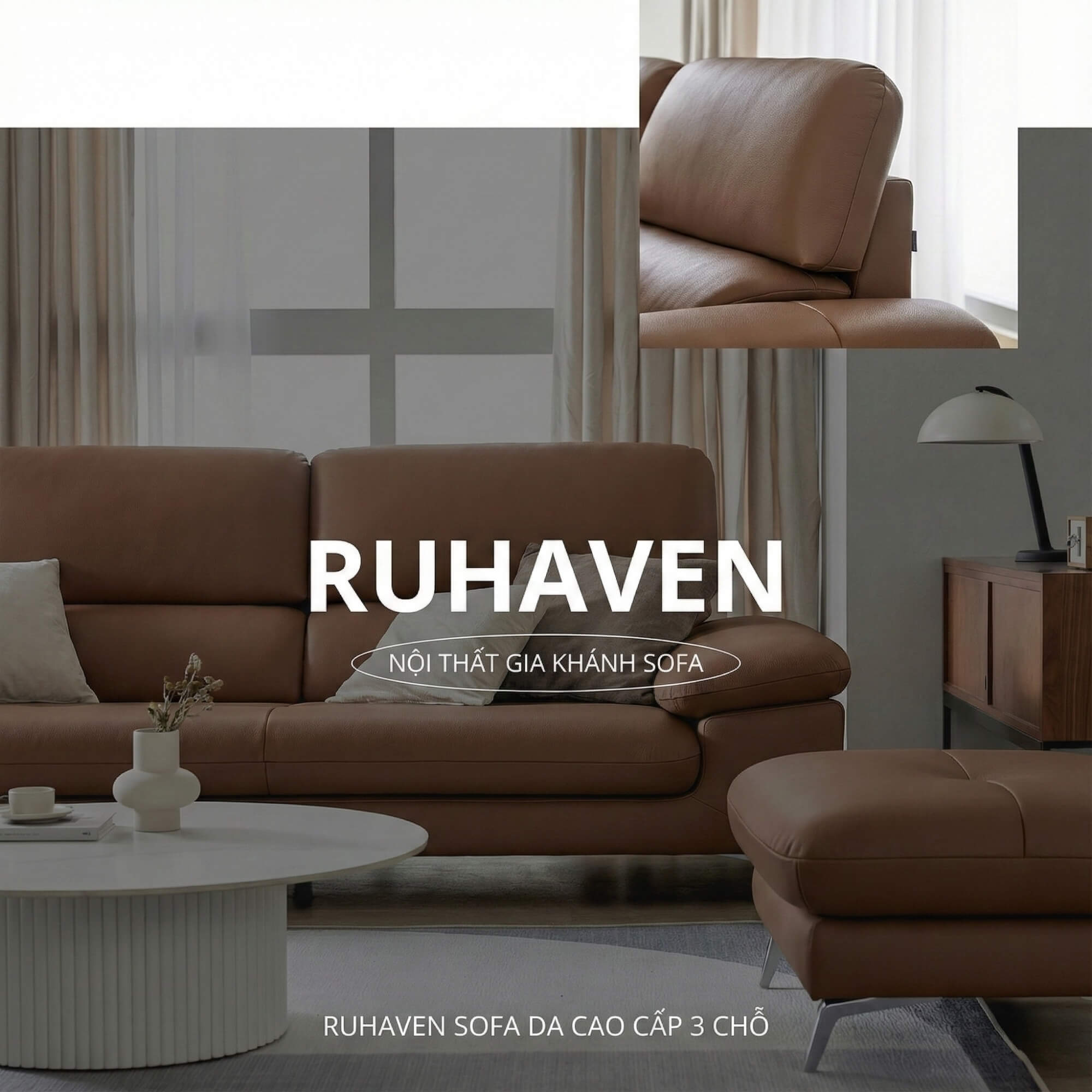Sofa RUHAVEN - Sofa Băng 3.5 Chỗ Êm Ái Cho Gia Đình