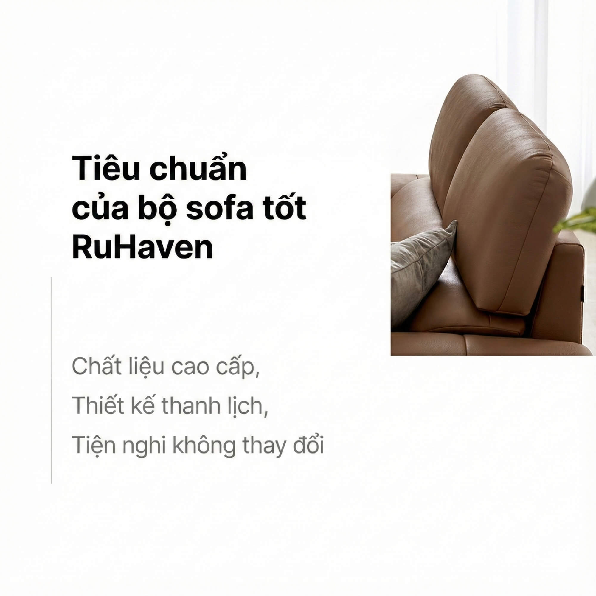 Sofa RUHAVEN - Sofa Băng 3.5 Chỗ Êm Ái Cho Gia Đình