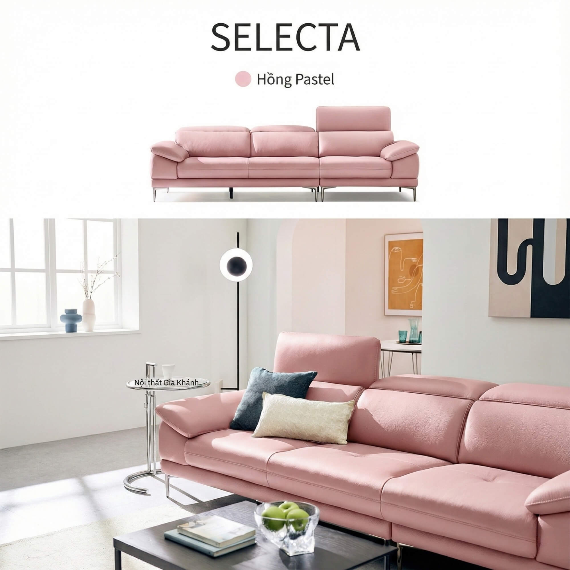 Sofa SELECTA - Sofa Da Cao Cấp Hiện Đại Có Tựa Đầu Điều Chỉnh Thông Minh 