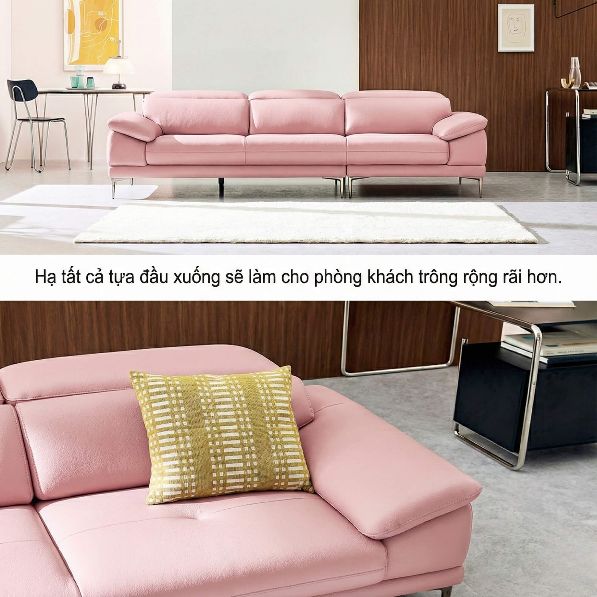 Sofa SELECTA - Sofa Da Cao Cấp Hiện Đại Có Tựa Đầu Điều Chỉnh Thông Minh 