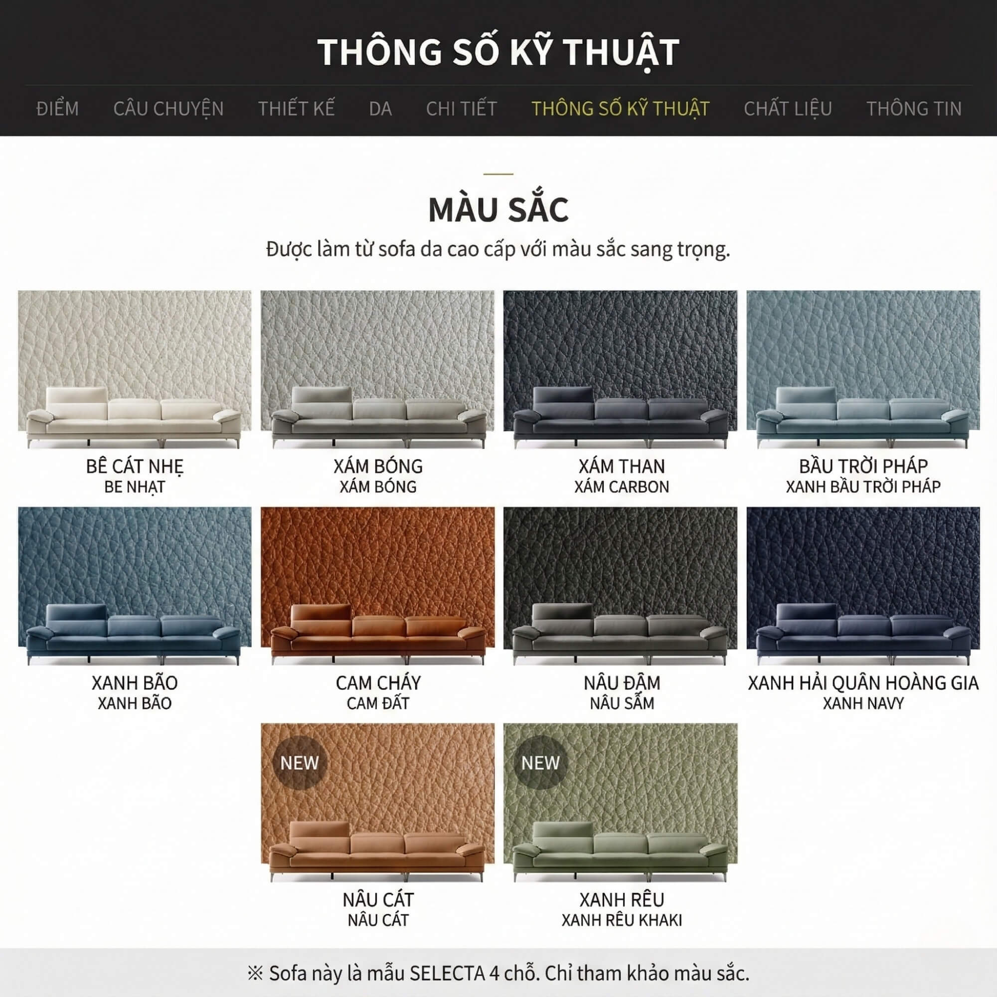 Sofa SELECTA - Sofa Da Cao Cấp Hiện Đại Có Tựa Đầu Điều Chỉnh Thông Minh 