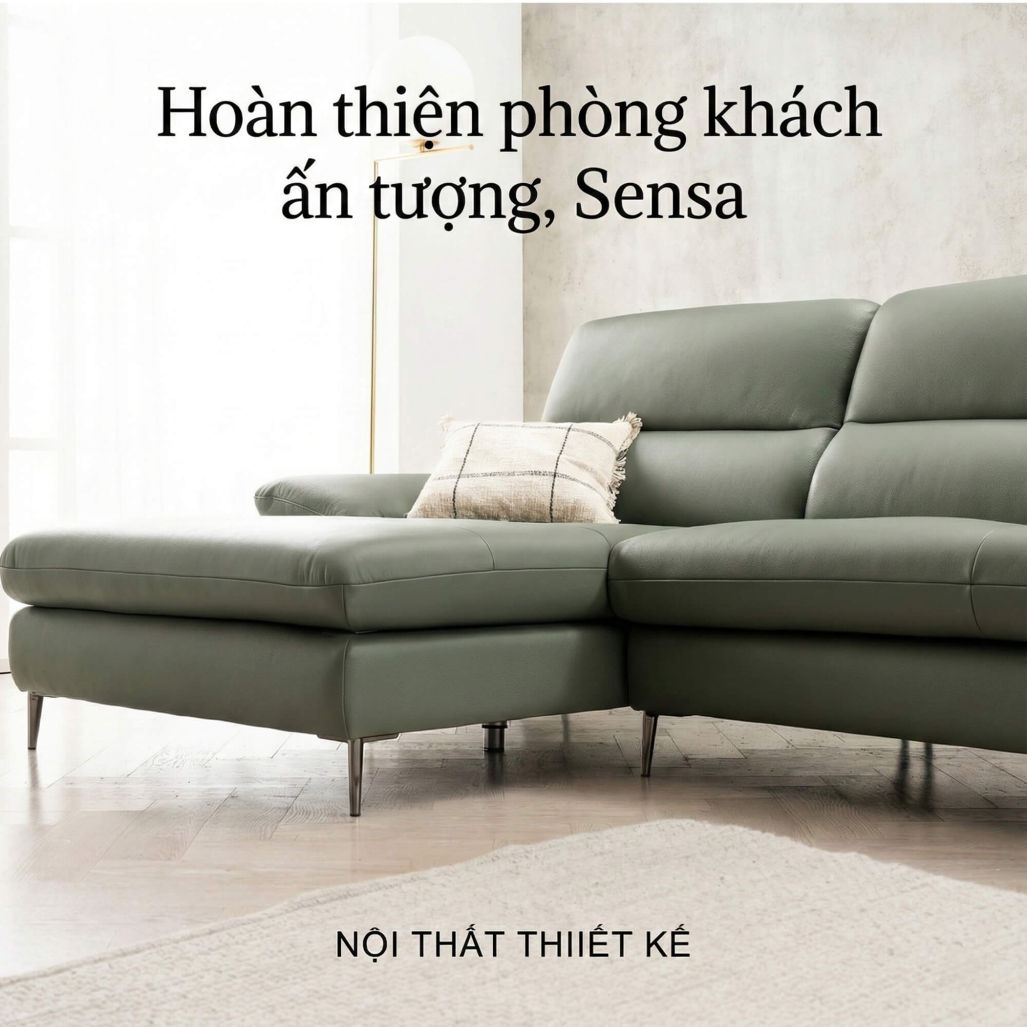 Sofa SENSA – Sofa Da Góc Chữ L Cao Cấp Sang Trọng Cho Phòng Khách