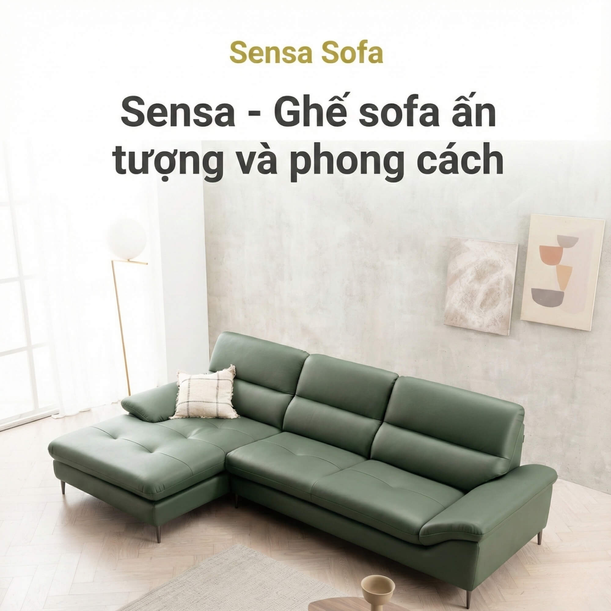 Sofa SENSA – Sofa Da Góc Chữ L Cao Cấp Sang Trọng Cho Phòng Khách