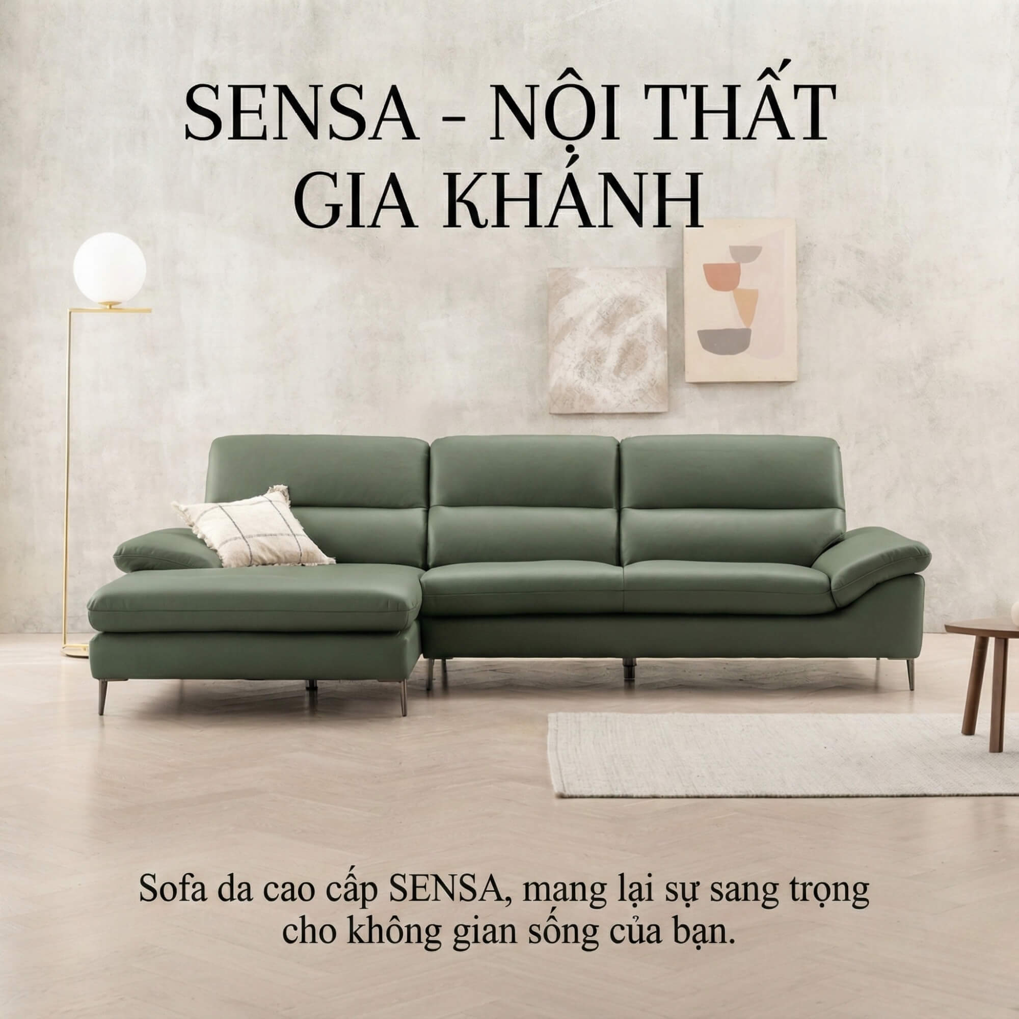 Sofa SENSA – Sofa Da Góc Chữ L Cao Cấp Sang Trọng Cho Phòng Khách
