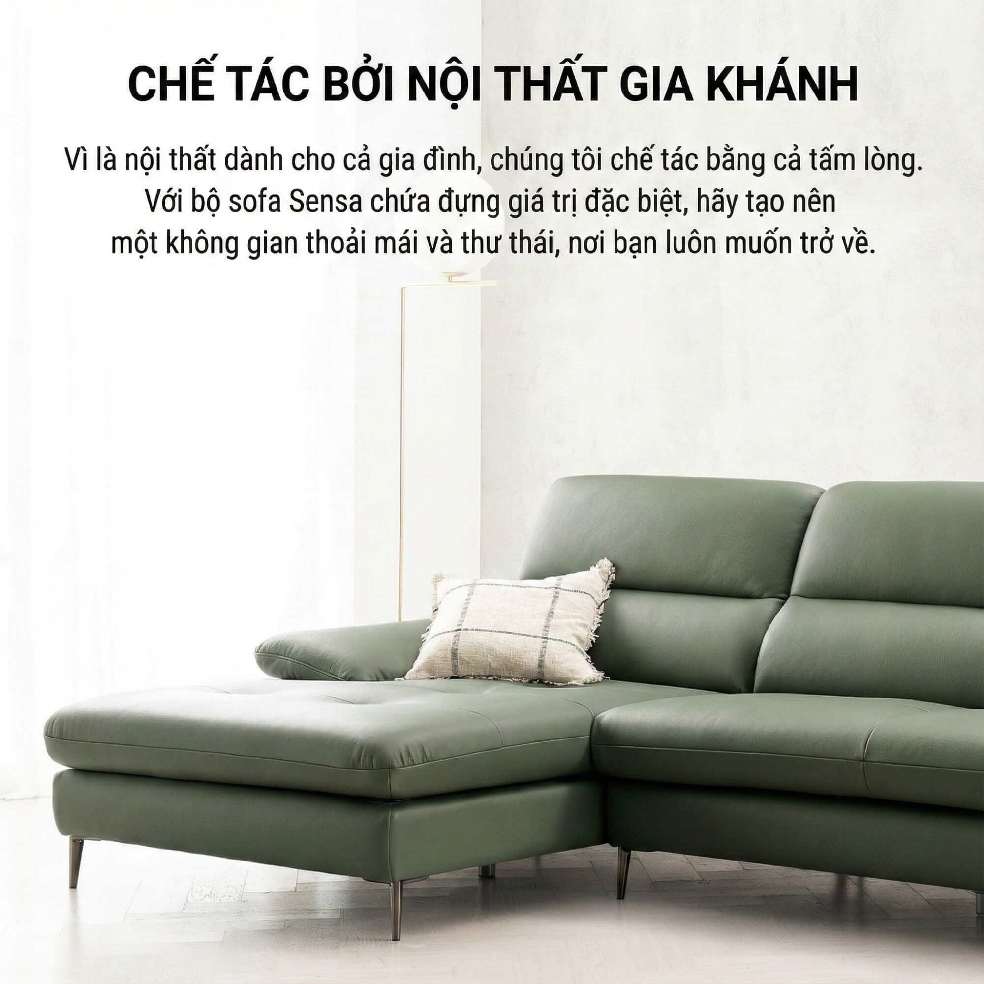 Sofa SENSA – Sofa Da Góc Chữ L Cao Cấp Sang Trọng Cho Phòng Khách