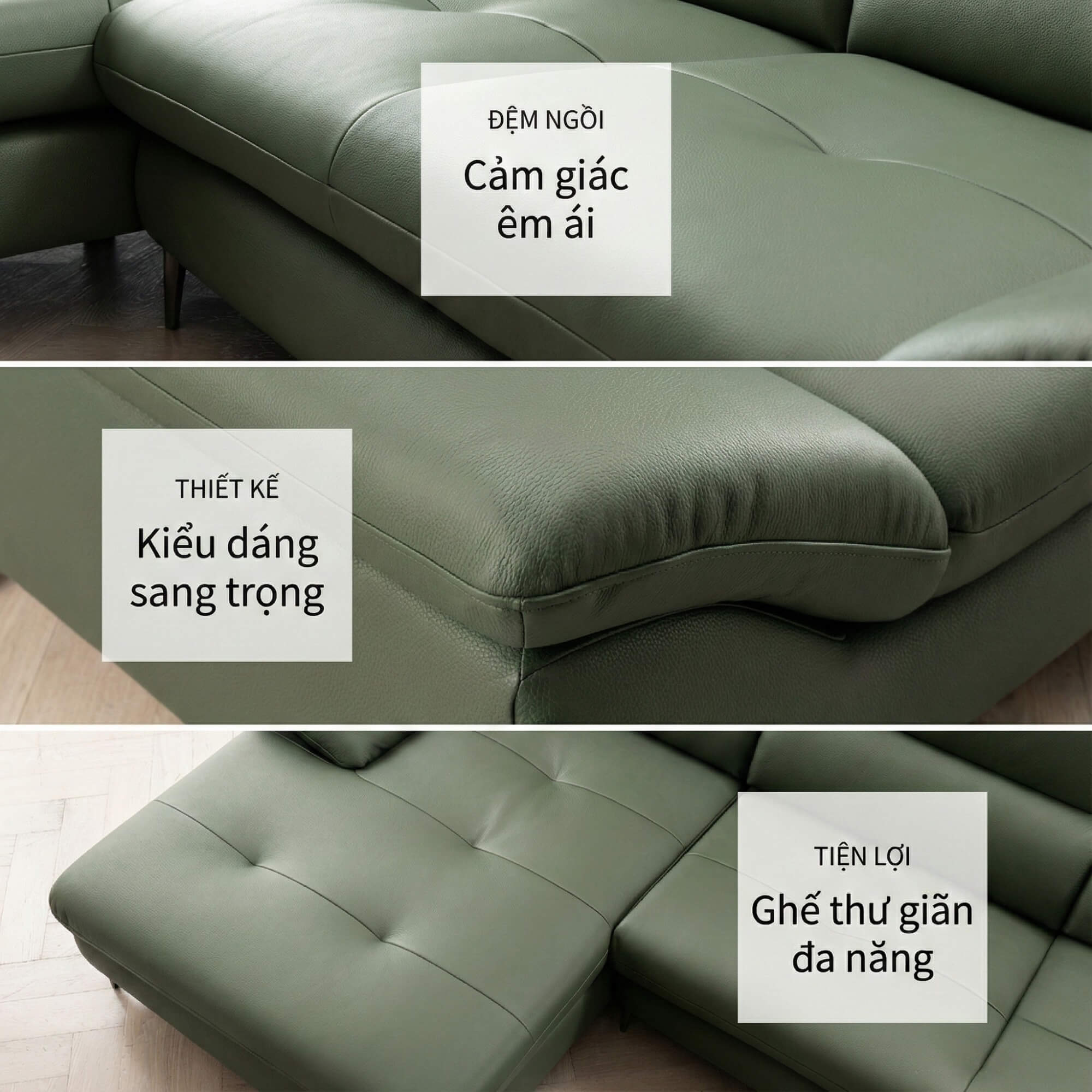 Sofa SENSA – Sofa Da Góc Chữ L Cao Cấp Sang Trọng Cho Phòng Khách
