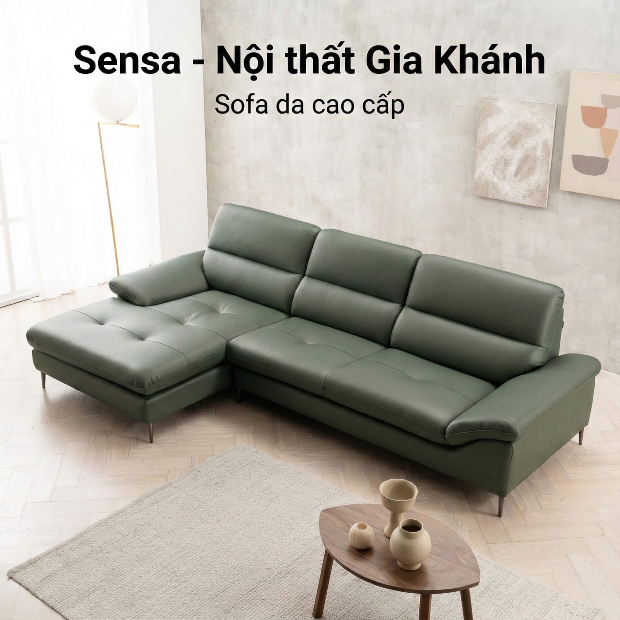Sofa SENSA – Sofa Da Góc Chữ L Cao Cấp Sang Trọng Cho Phòng Khách