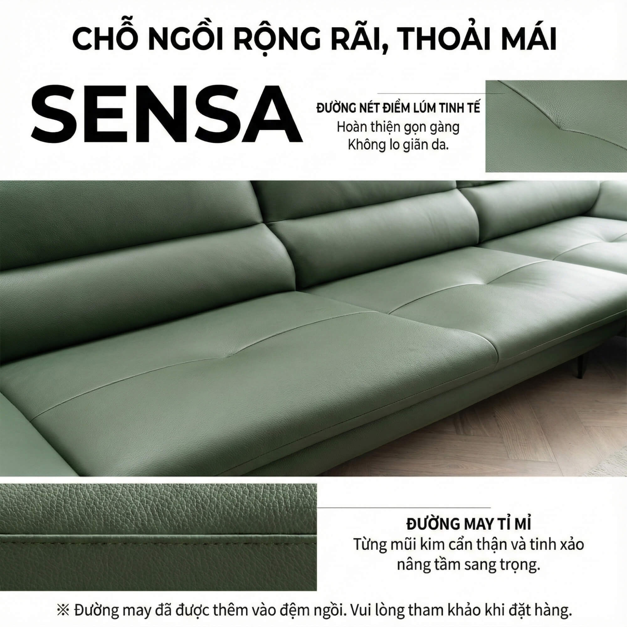 Sofa SENSA – Sofa Da Góc Chữ L Cao Cấp Sang Trọng Cho Phòng Khách