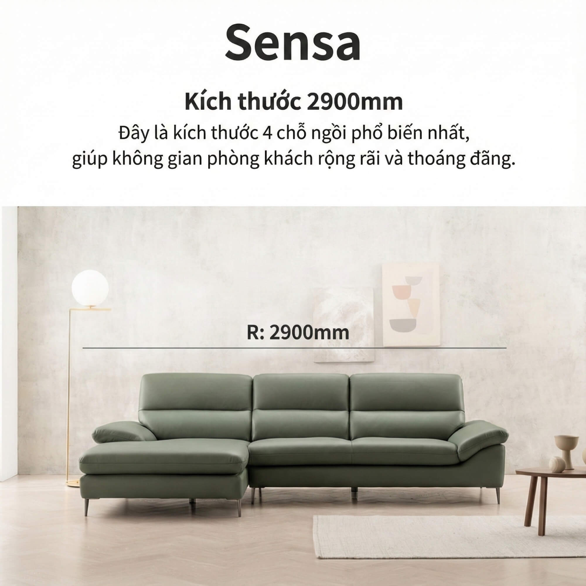 Sofa SENSA – Sofa Da Góc Chữ L Cao Cấp Sang Trọng Cho Phòng Khách