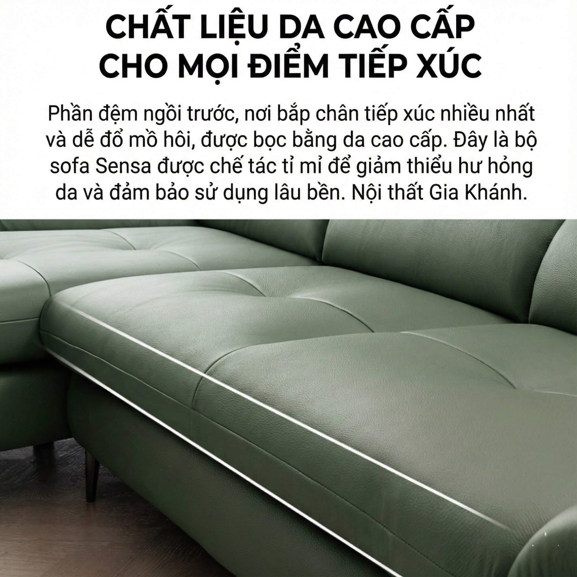 Sofa SENSA – Sofa Da Góc Chữ L Cao Cấp Sang Trọng Cho Phòng Khách