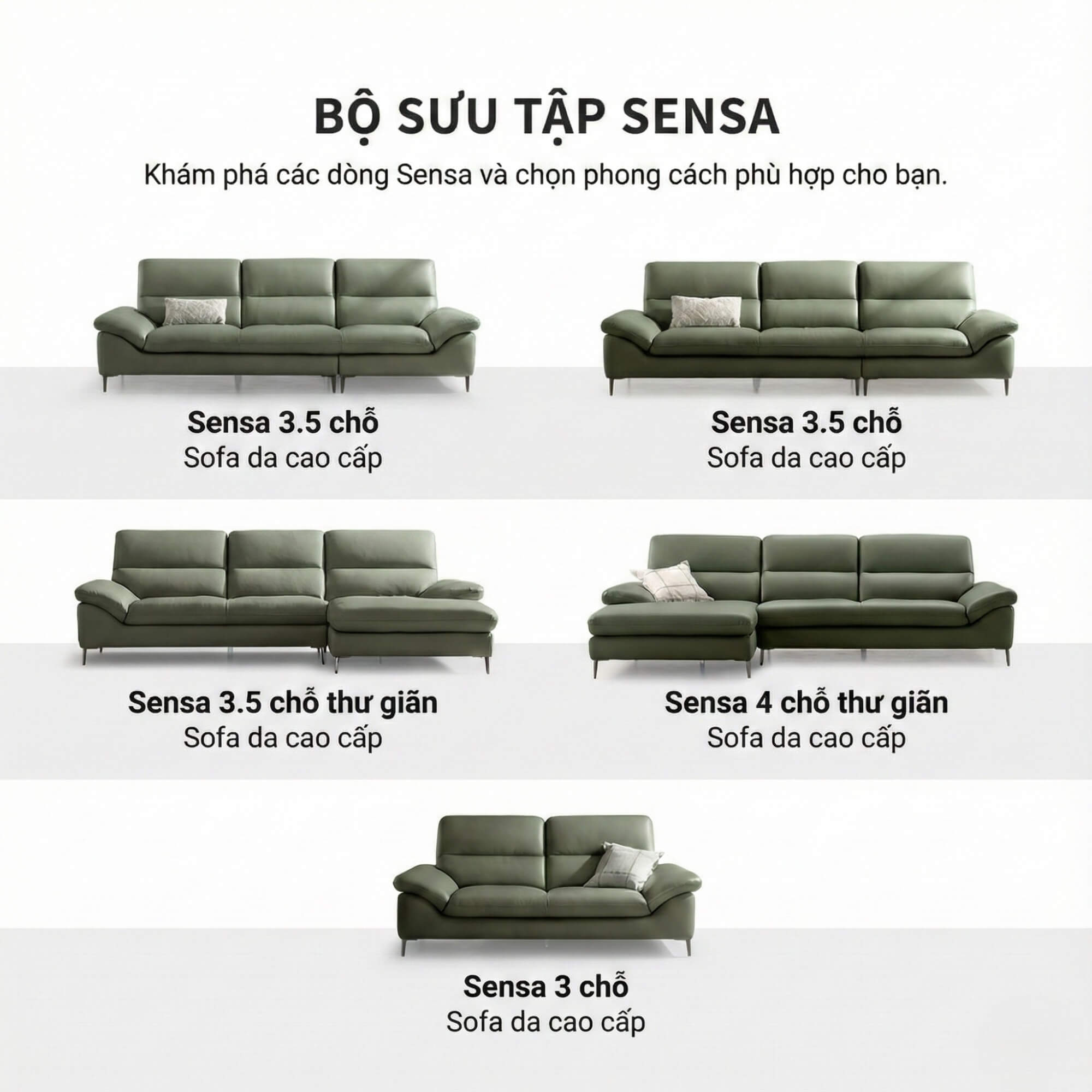 Sofa SENSA – Sofa Da Góc Chữ L Cao Cấp Sang Trọng Cho Phòng Khách