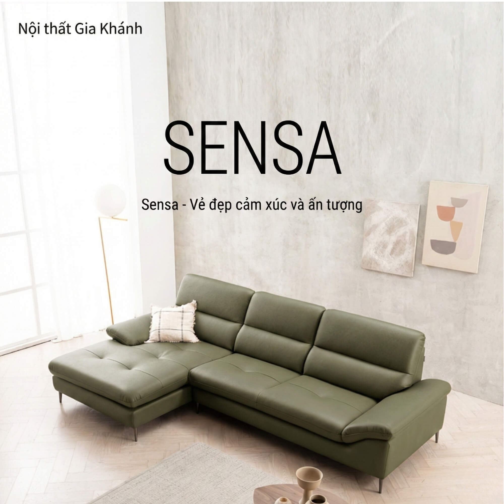 Sofa SENSA – Sofa Da Góc Chữ L Cao Cấp Sang Trọng Cho Phòng Khách