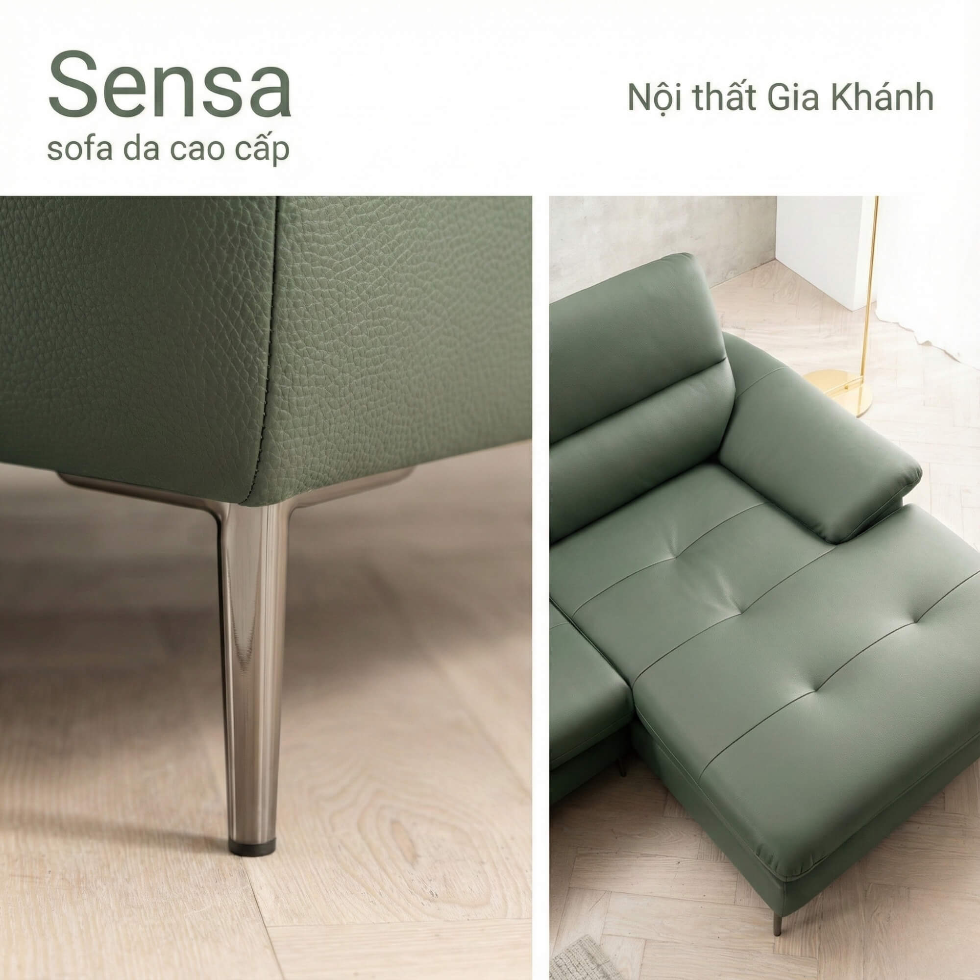 Sofa SENSA – Sofa Da Góc Chữ L Cao Cấp Sang Trọng Cho Phòng Khách