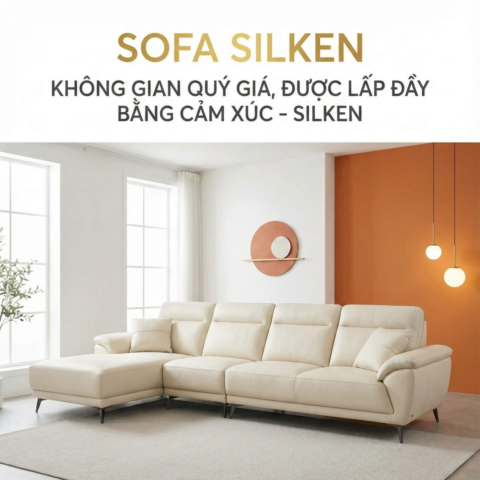 Sofa SILKEN II - Sofa Góc Bọc Da Tinh Tế Cho Không Gian Sống
