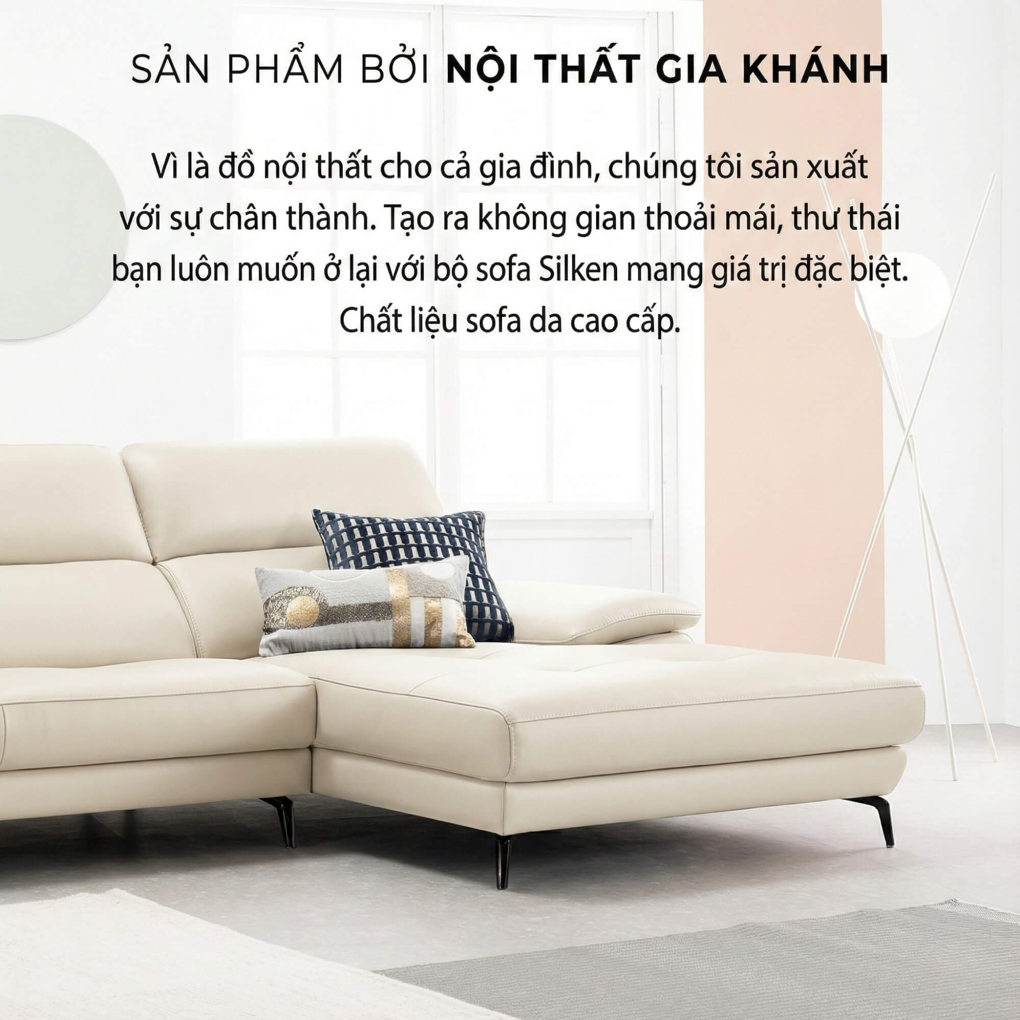Sofa SILKEN II - Sofa Góc Bọc Da Tinh Tế Cho Không Gian Sống