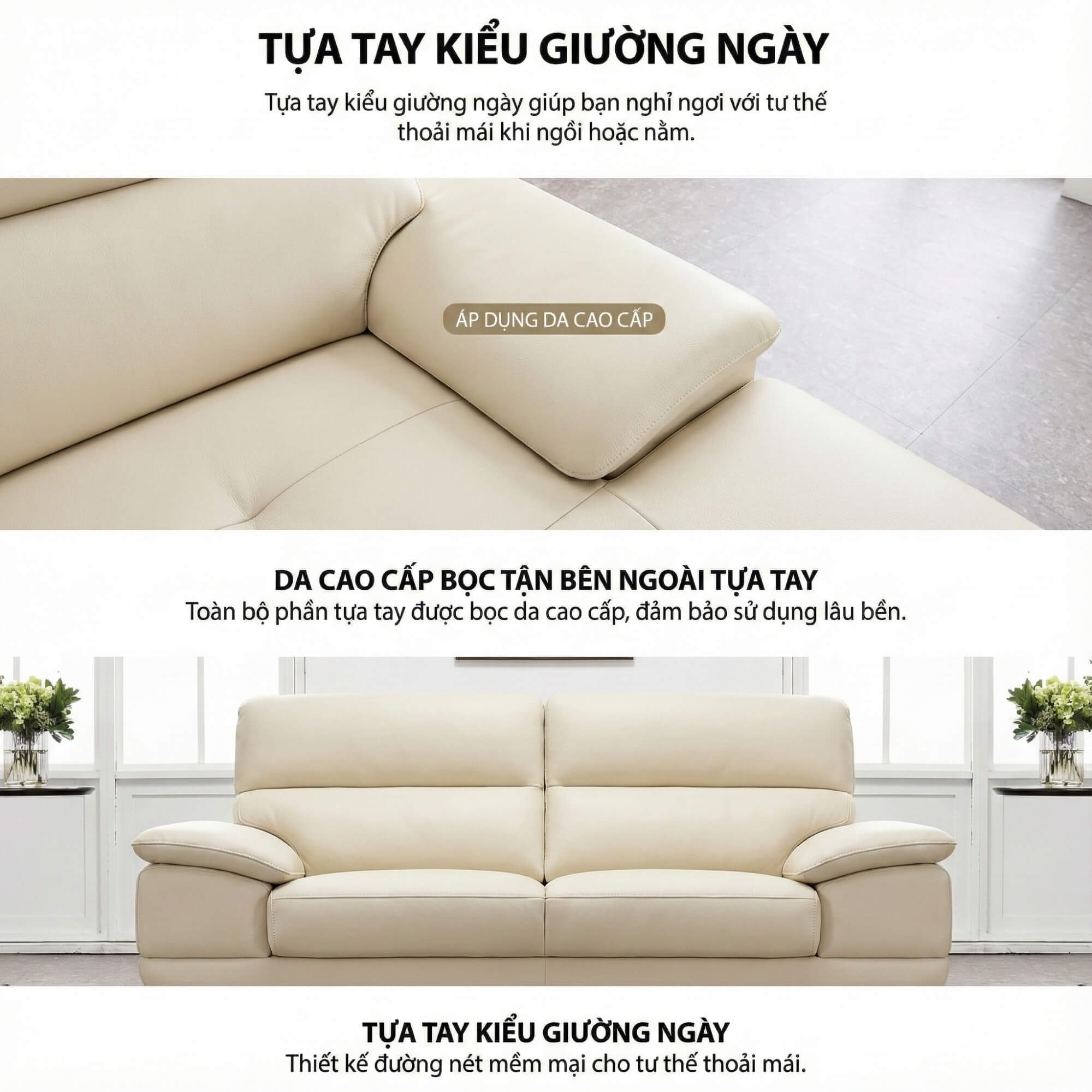 Sofa SILKEN II - Sofa Góc Bọc Da Tinh Tế Cho Không Gian Sống