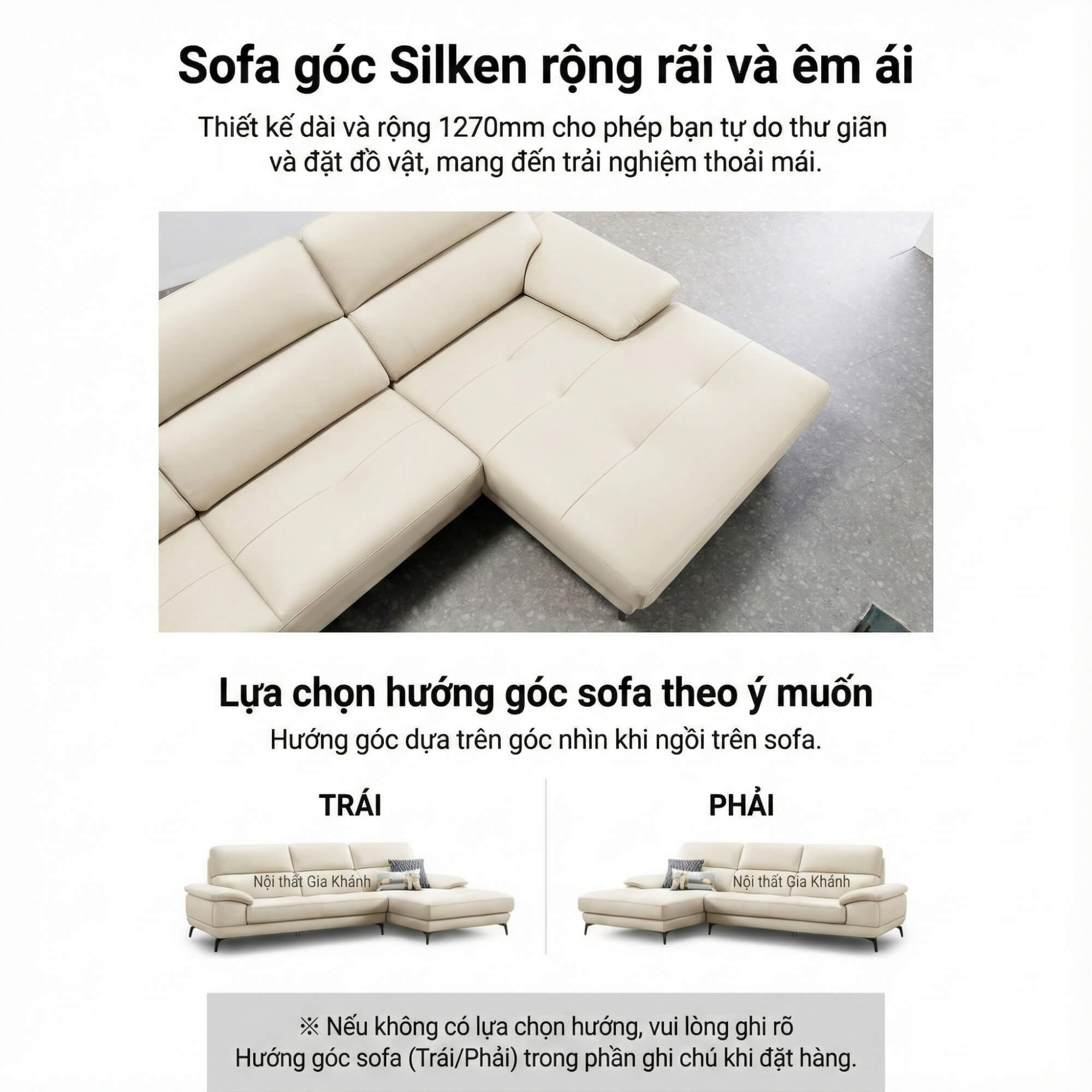 Sofa SILKEN II - Sofa Góc Bọc Da Tinh Tế Cho Không Gian Sống