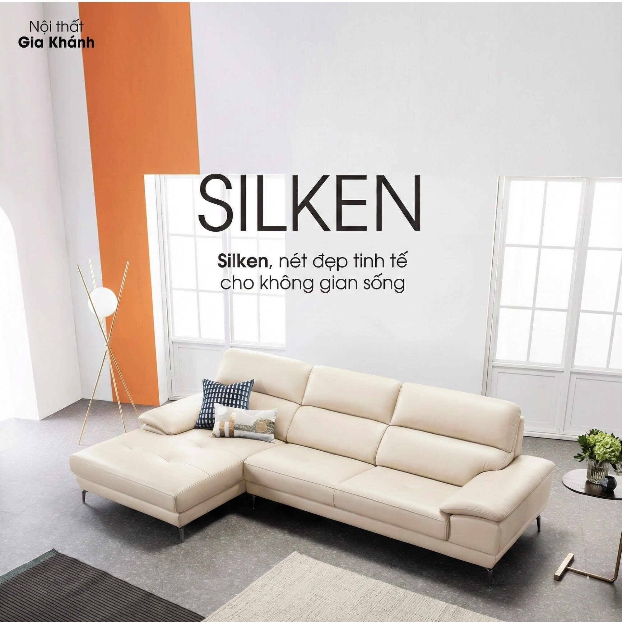 Sofa SILKEN II - Sofa Góc Bọc Da Tinh Tế Cho Không Gian Sống
