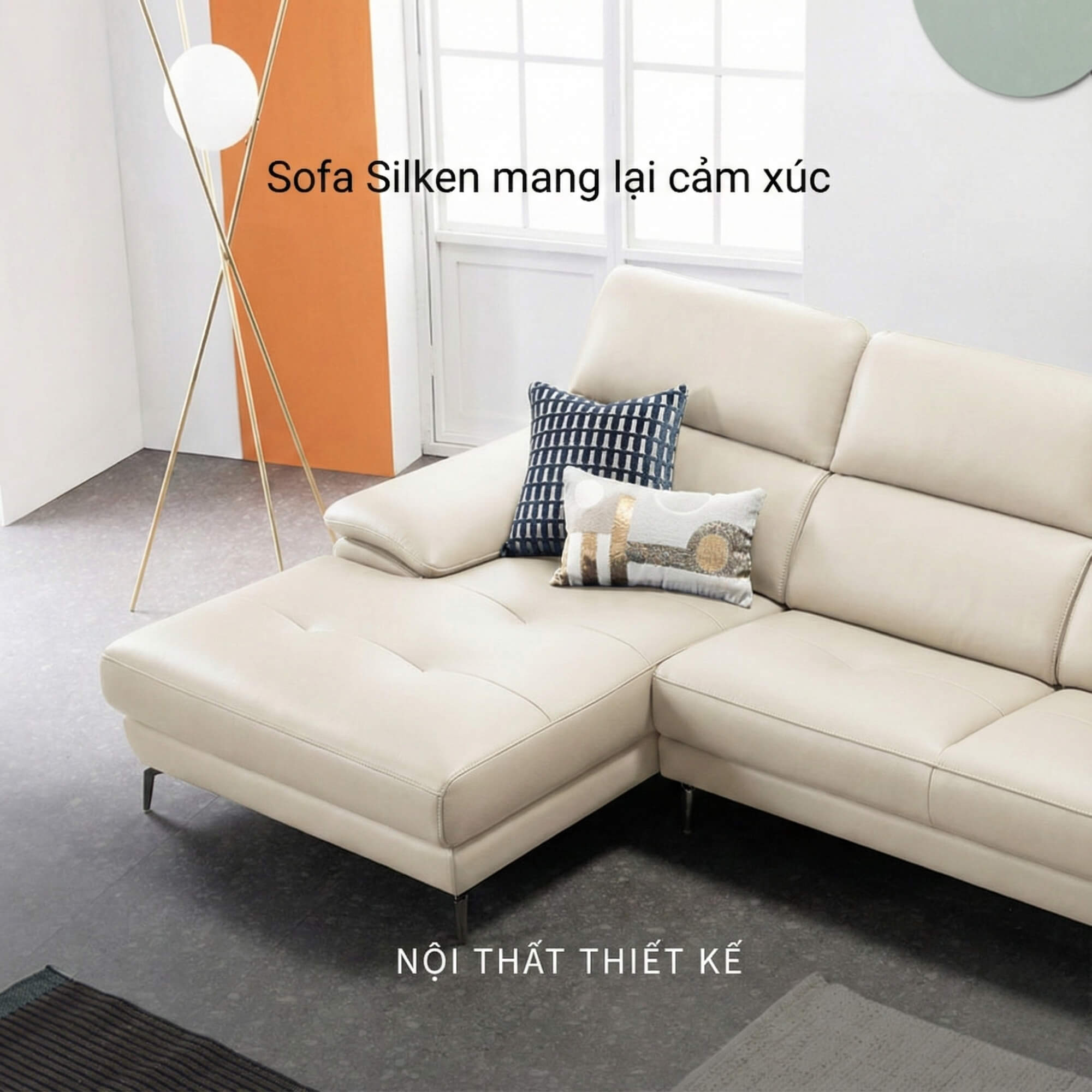 Sofa SILKEN II - Sofa Góc Bọc Da Tinh Tế Cho Không Gian Sống
