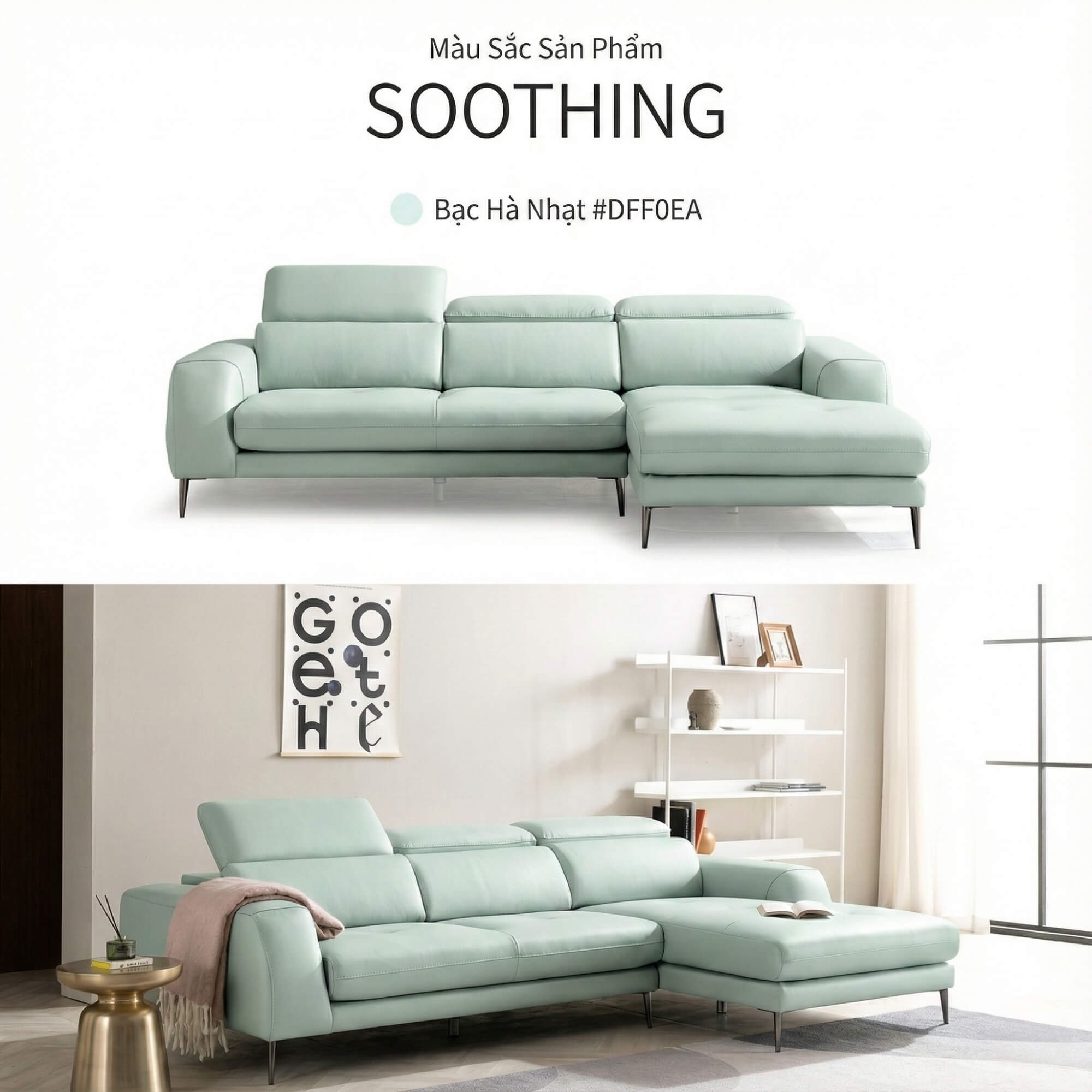 Sofa SOOTHING - Sofa Lệch Góc Êm Ái Với Tựa Đầu Tuỳ Chỉnh Thông Minh