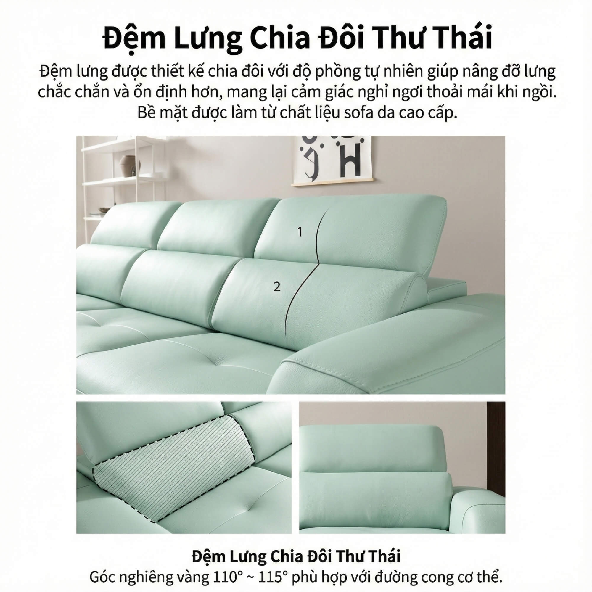 Sofa SOOTHING - Sofa Lệch Góc Êm Ái Với Tựa Đầu Tuỳ Chỉnh Thông Minh