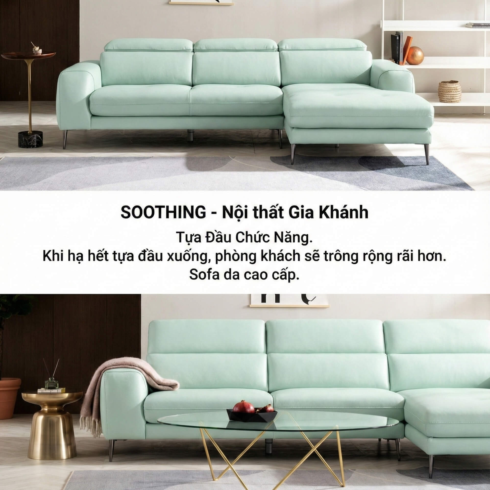 Sofa SOOTHING - Sofa Lệch Góc Êm Ái Với Tựa Đầu Tuỳ Chỉnh Thông Minh