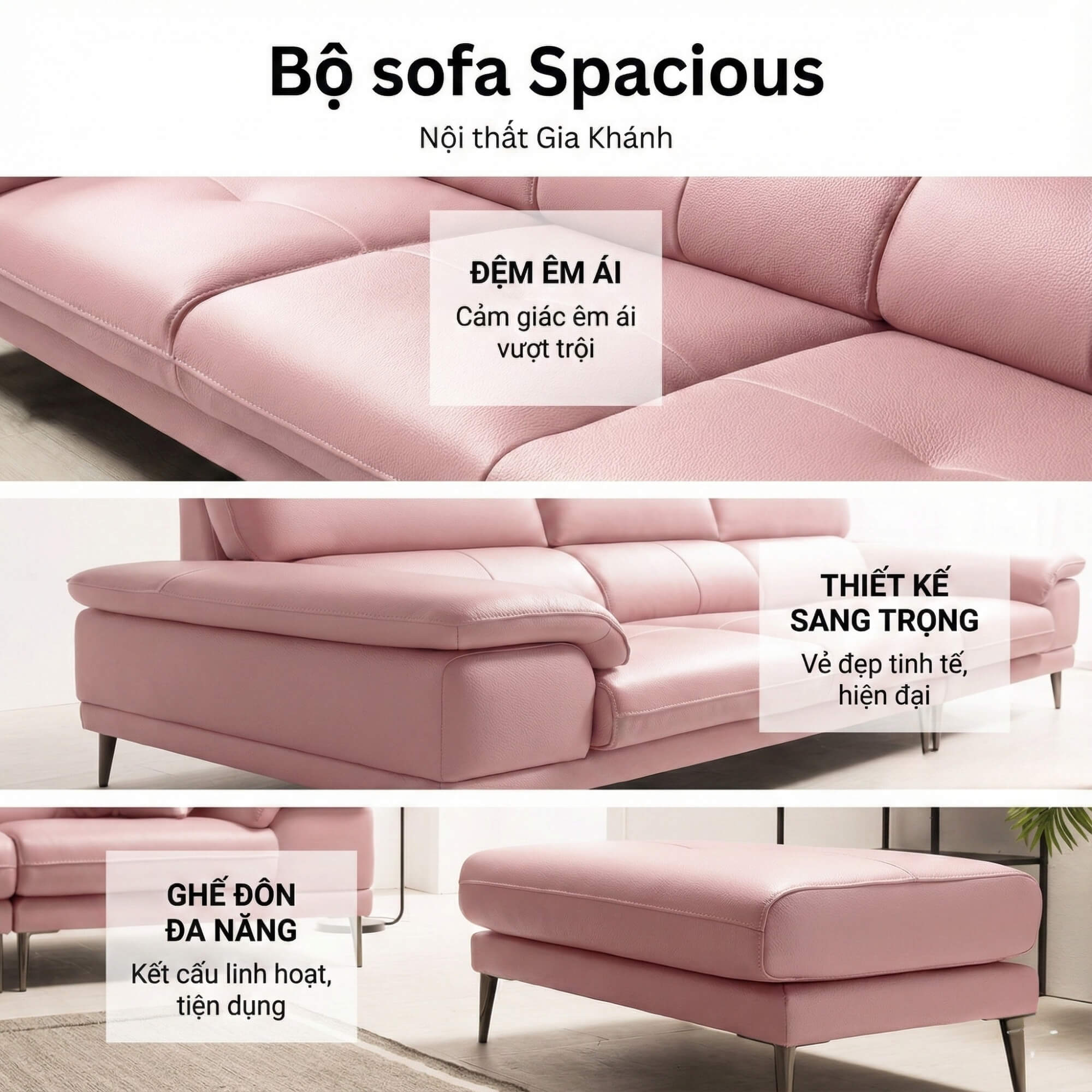 Sofa SPACIOUS - Sofa Băng Bọc Da Cao Cấp Giúp Thư Giãn Trọn Vẹn