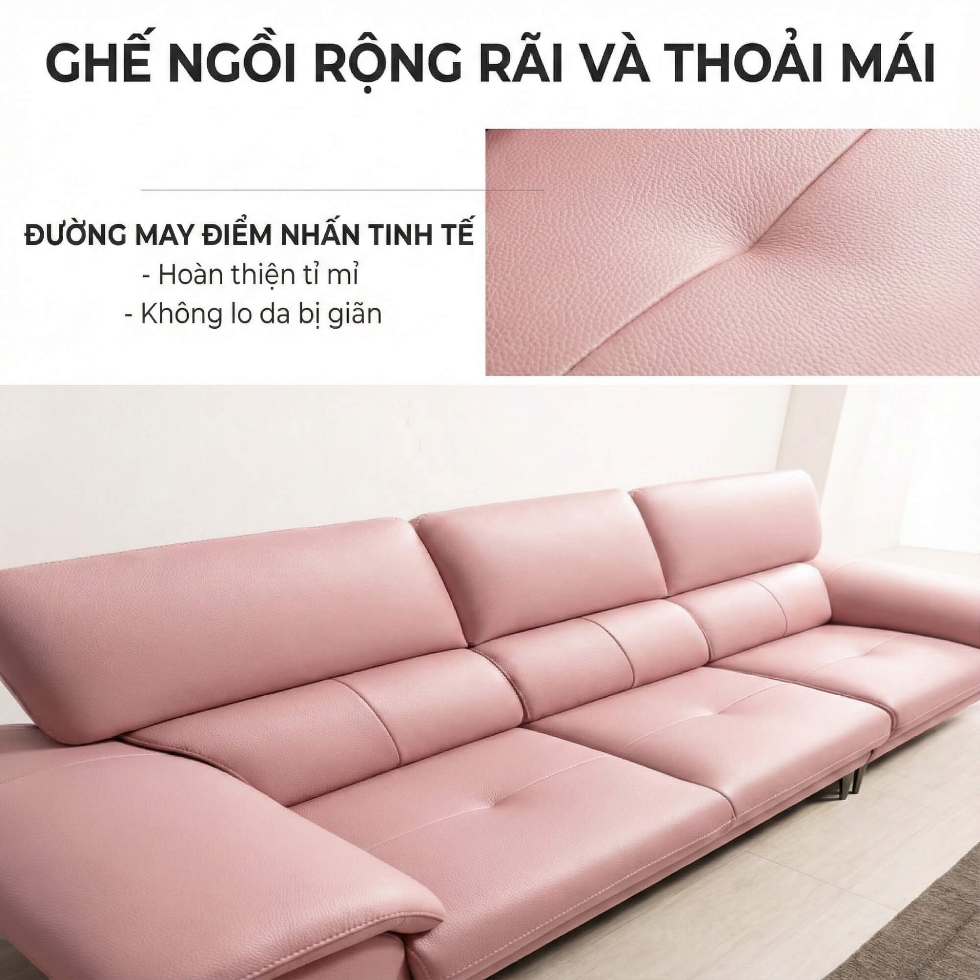 Sofa SPACIOUS - Sofa Băng Bọc Da Cao Cấp Giúp Thư Giãn Trọn Vẹn