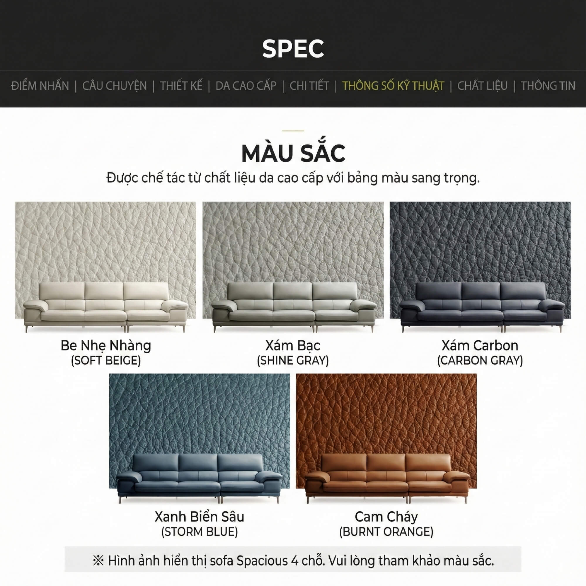 Sofa SPACIOUS - Sofa Băng Bọc Da Cao Cấp Giúp Thư Giãn Trọn Vẹn