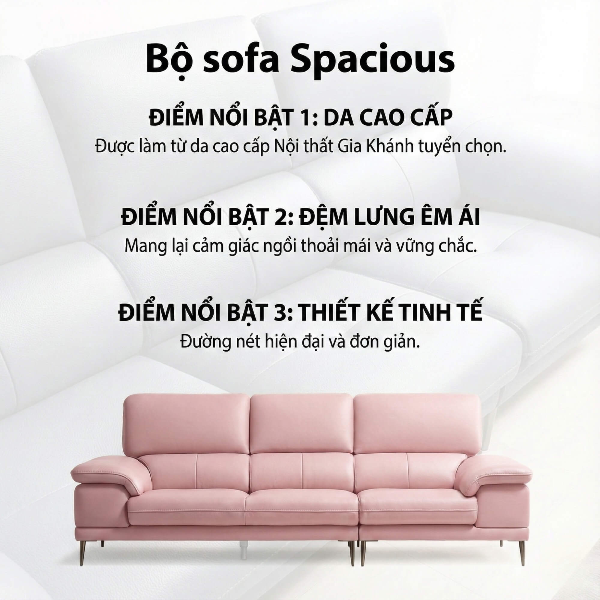 Sofa SPACIOUS - Sofa Băng Bọc Da Cao Cấp Giúp Thư Giãn Trọn Vẹn
