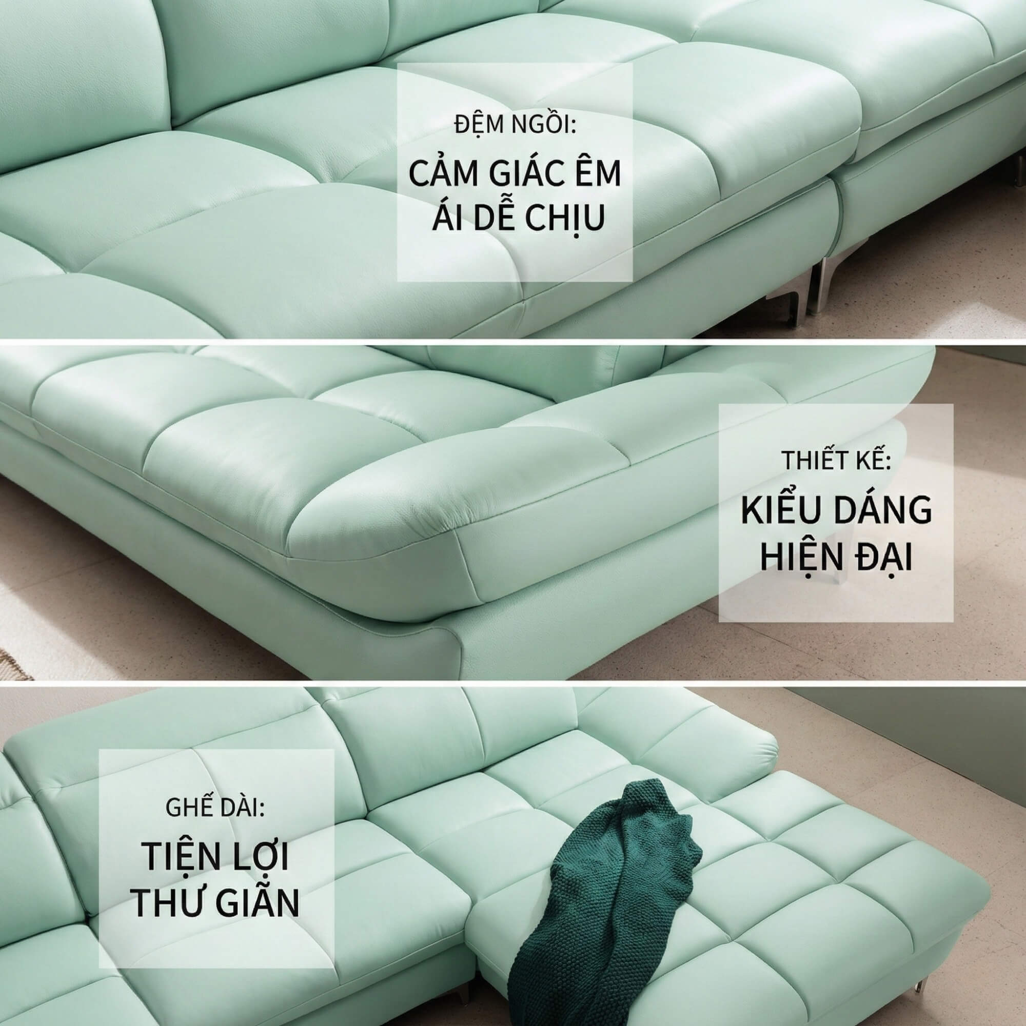Sofa STADIA - Sofa Góc Bọc Da Thiết Kế Tựa Đầu Thông Minh