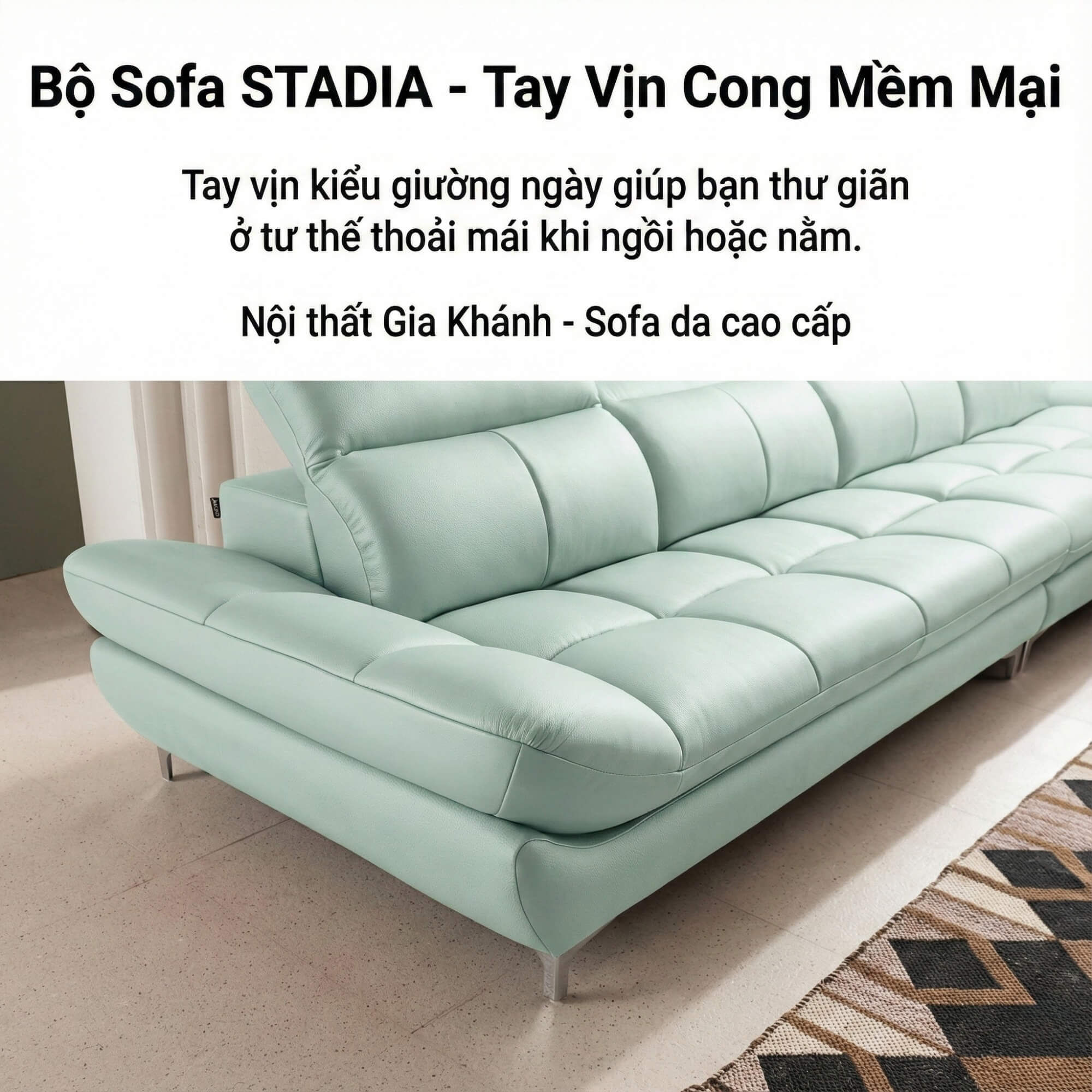Sofa STADIA - Sofa Góc Bọc Da Thiết Kế Tựa Đầu Thông Minh