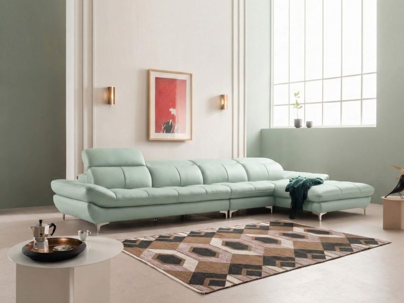 Sofa STADIA - Sofa Góc Bọc Da Thiết Kế Tựa Đầu Thông Minh