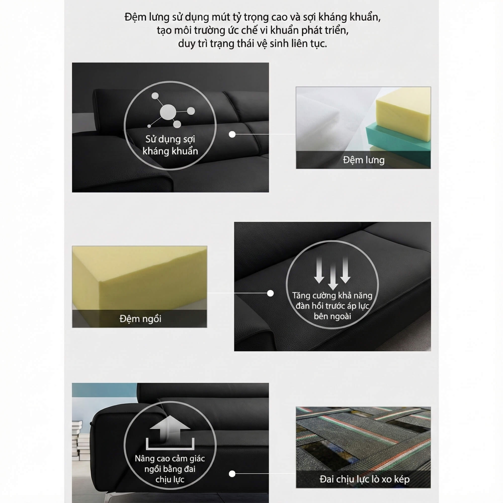 Sofa STERLING - Sofa Băng Cỡ Lớn Có Tựa Đầu Thông Minh Thiết Kế Mạnh Mẽ