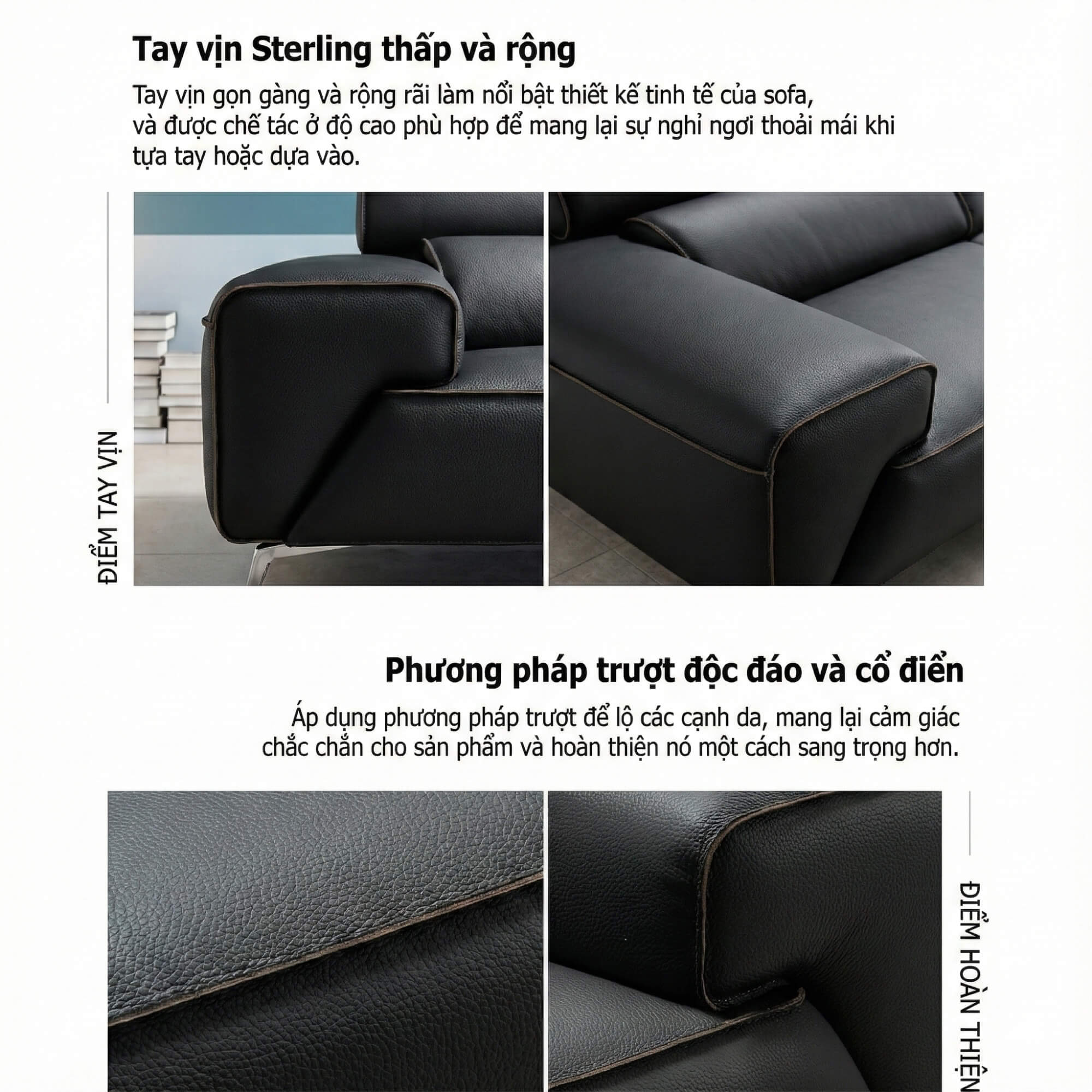 Sofa STERLING - Sofa Băng Cỡ Lớn Có Tựa Đầu Thông Minh Thiết Kế Mạnh Mẽ