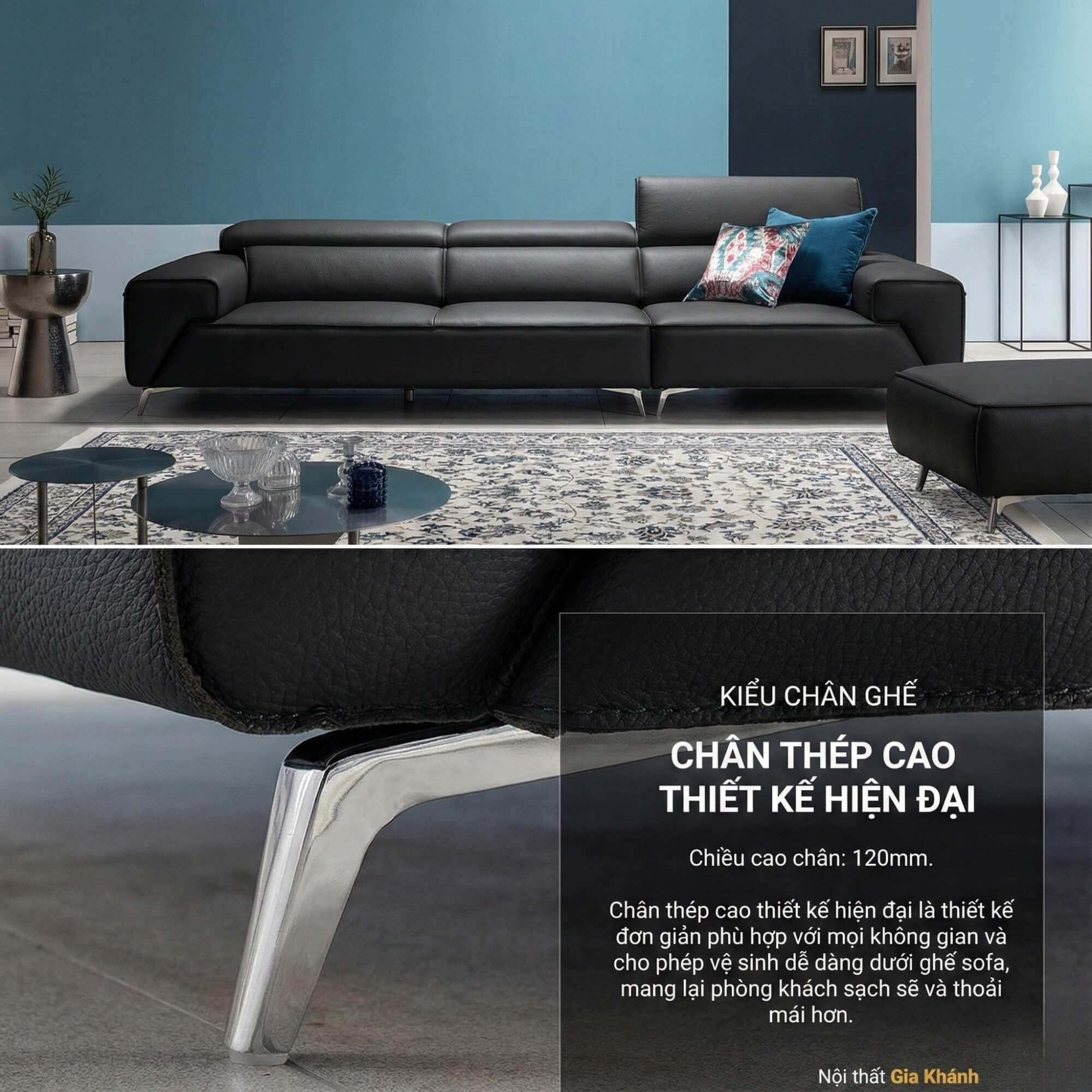 Sofa STERLING - Sofa Băng Cỡ Lớn Có Tựa Đầu Thông Minh Thiết Kế Mạnh Mẽ