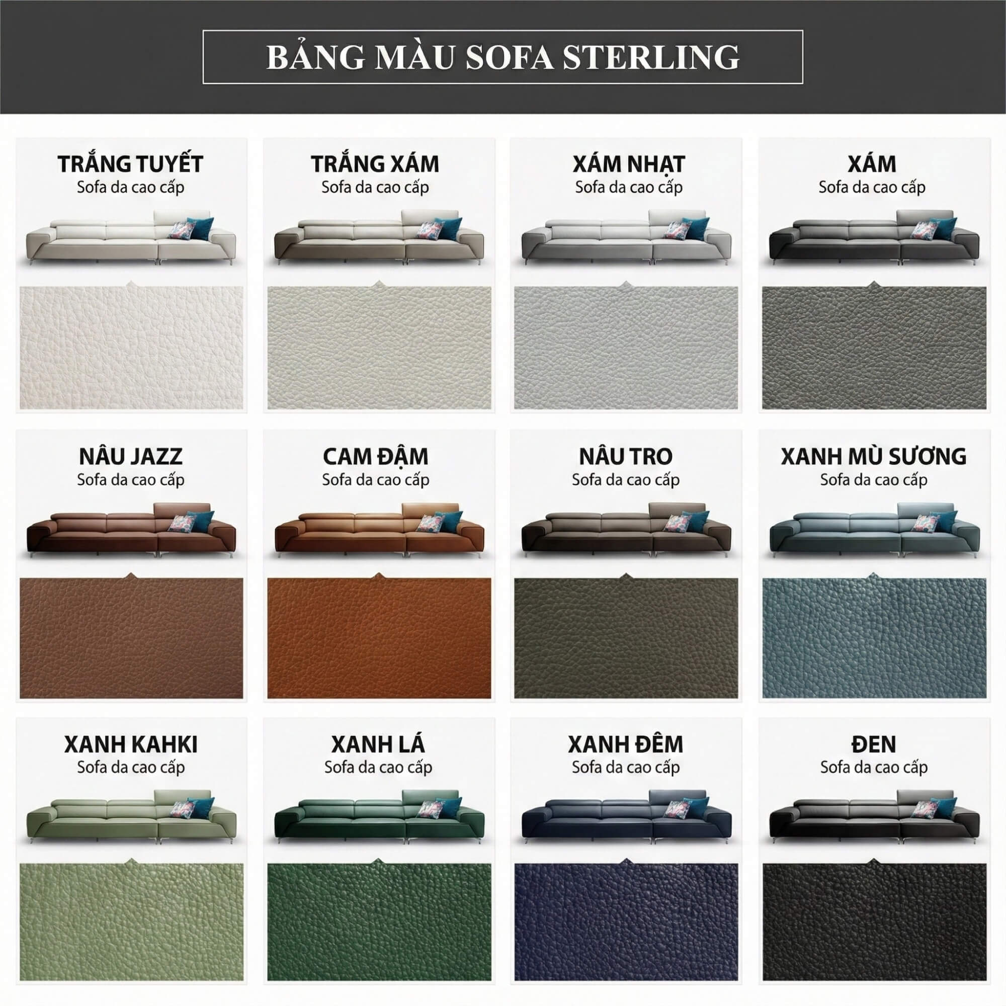 Sofa STERLING - Sofa Băng Cỡ Lớn Có Tựa Đầu Thông Minh Thiết Kế Mạnh Mẽ