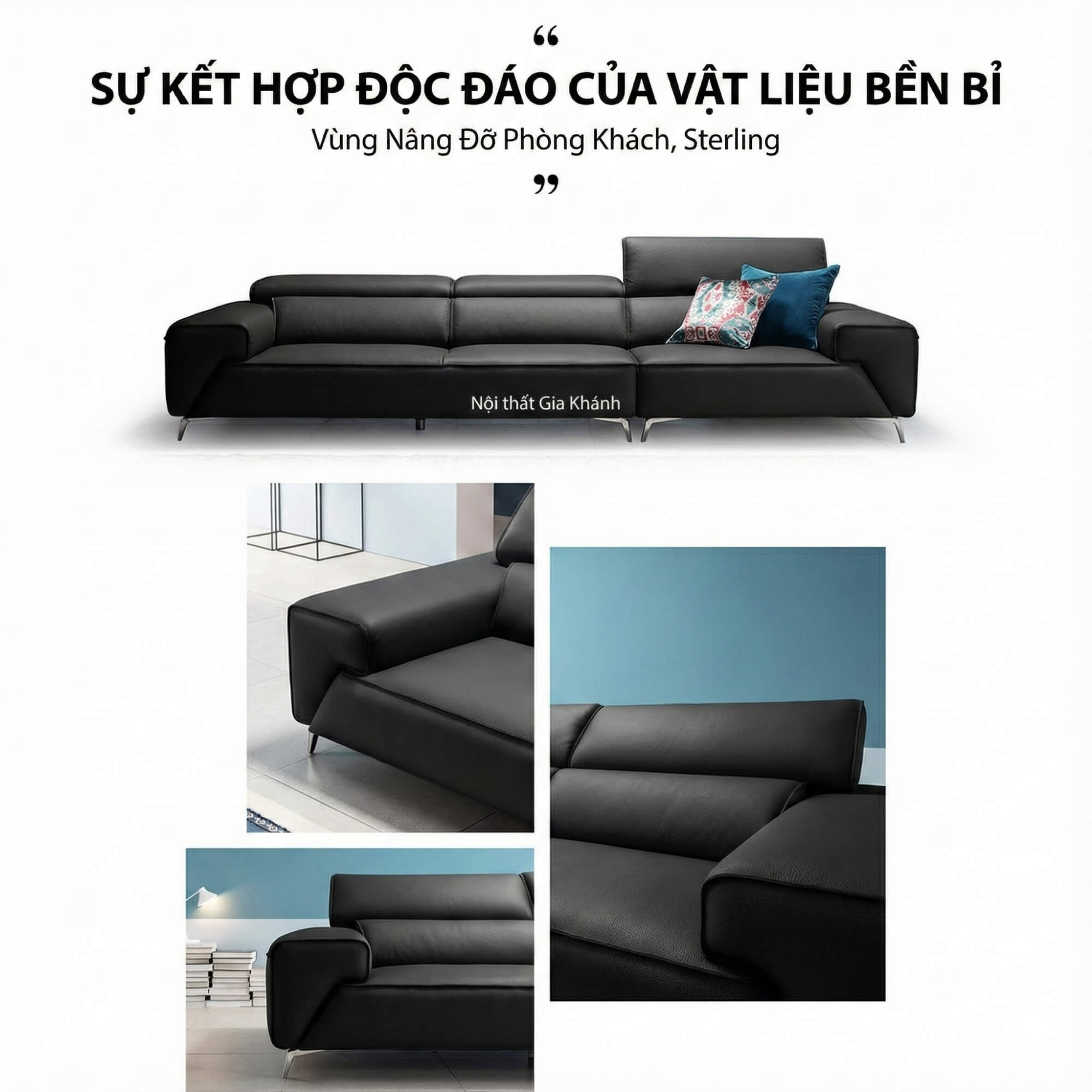 Sofa STERLING - Sofa Băng Cỡ Lớn Có Tựa Đầu Thông Minh Thiết Kế Mạnh Mẽ
