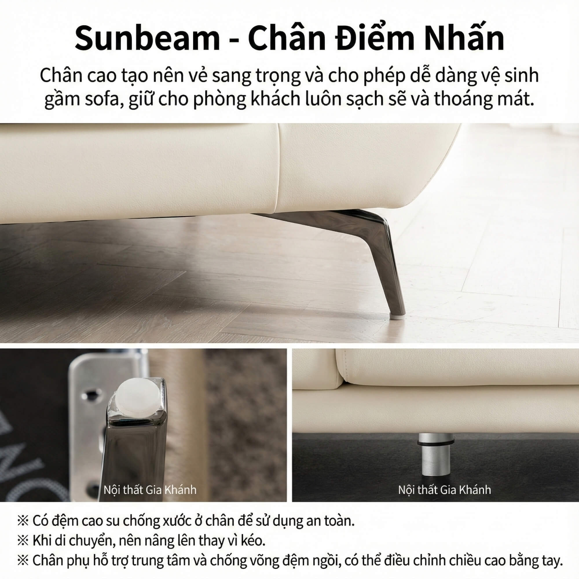 Sofa SUNBEAM – Sofa Da Hiện Đại Góc Chữ L Có Chức Năng Tuỳ Chỉnh