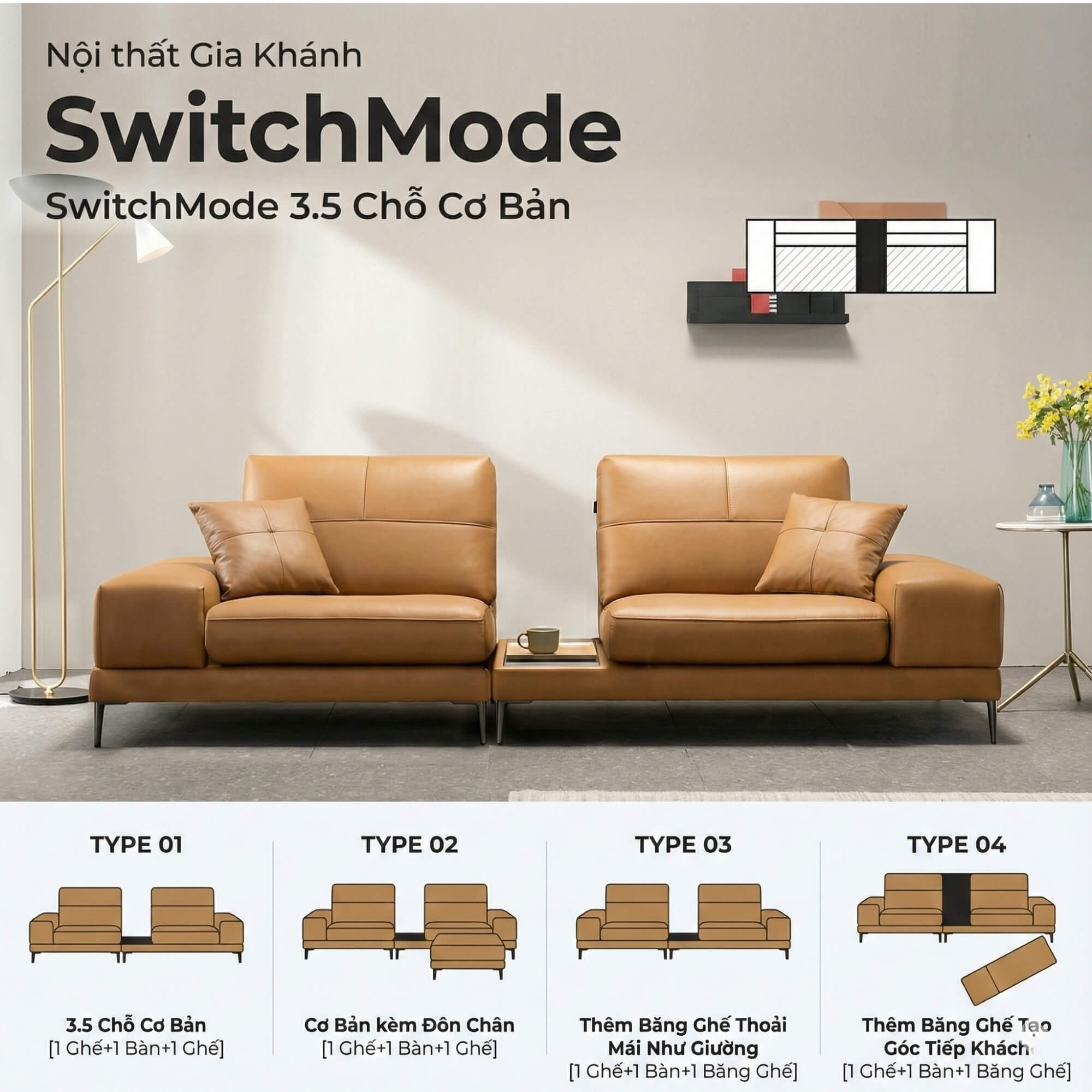 Sofa SWITCHMODE - Sofa Băng Bọc Da Dạng MODULE Đa Zi Năng