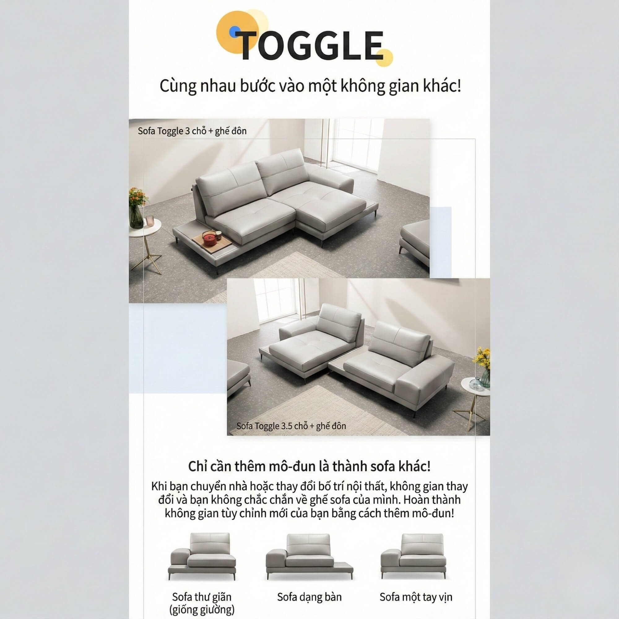 Sofa TOGGLE - Sofa Module Lạ Mắt Thiết kế Linh Hoạt Tuỳ Sở Thích
