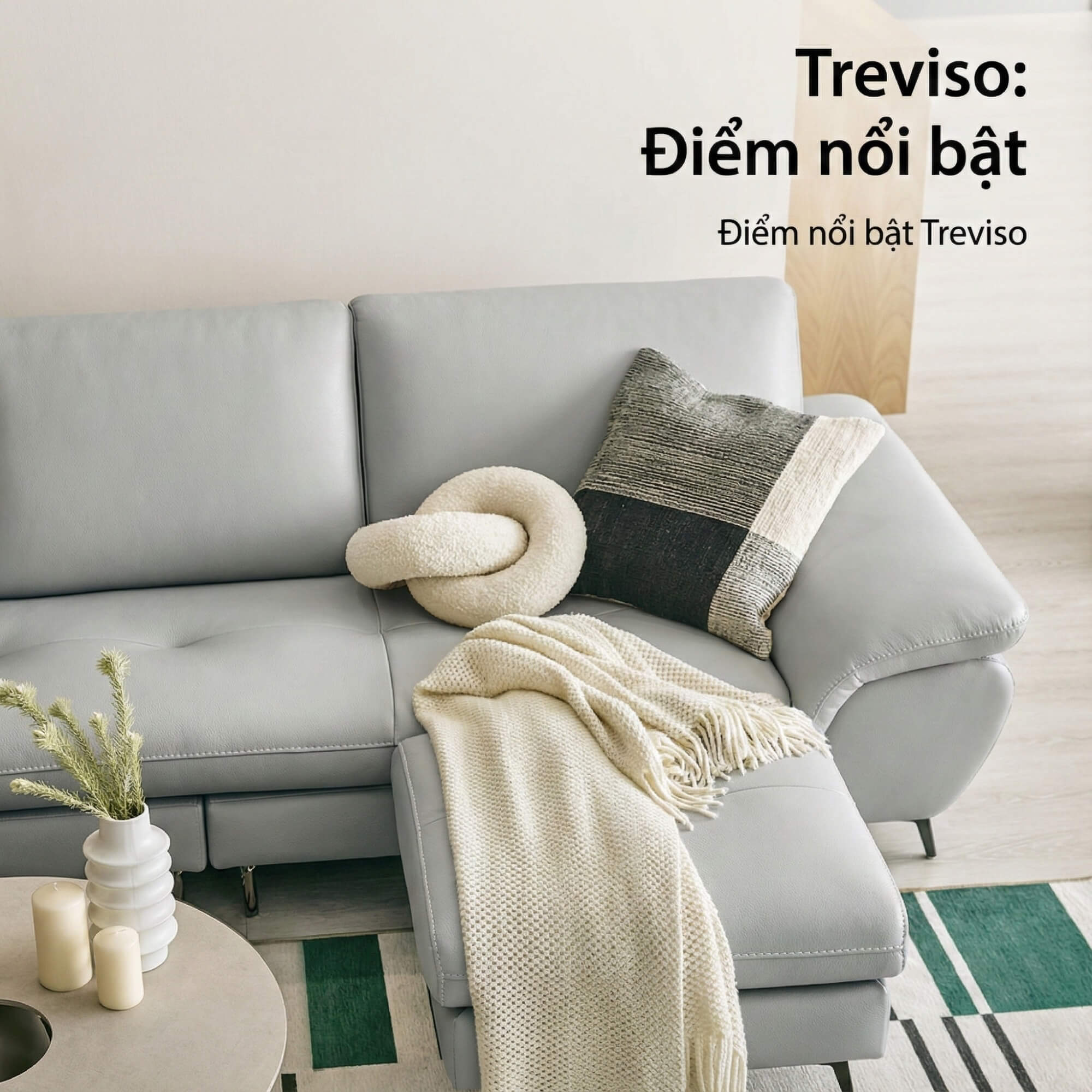 Sofa TREVISO - Sofa Băng Dáng Thuyền Trẻ Trung Cho Phòng Khách Chung Cư