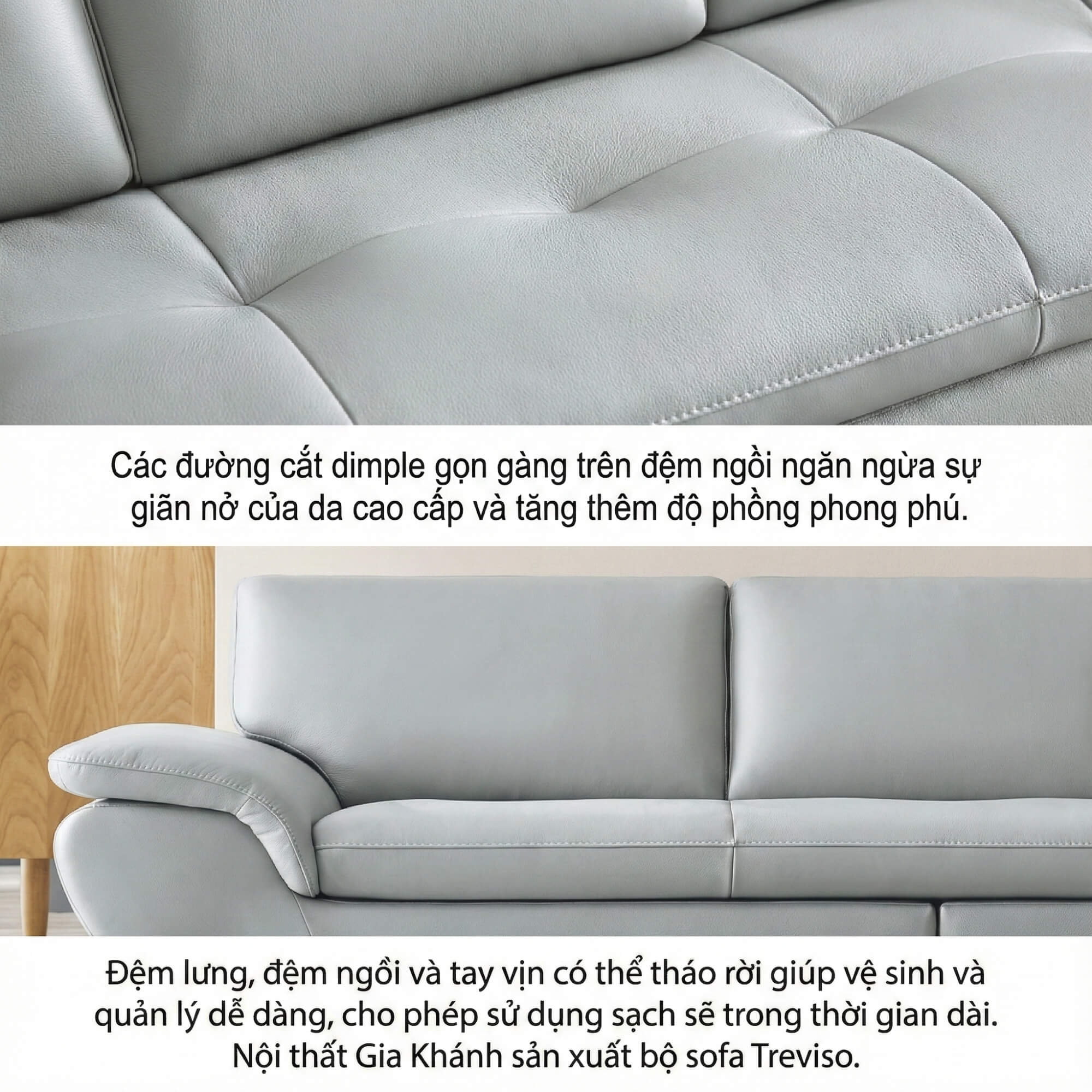 Sofa TREVISO - Sofa Băng Dáng Thuyền Trẻ Trung Cho Phòng Khách Chung Cư