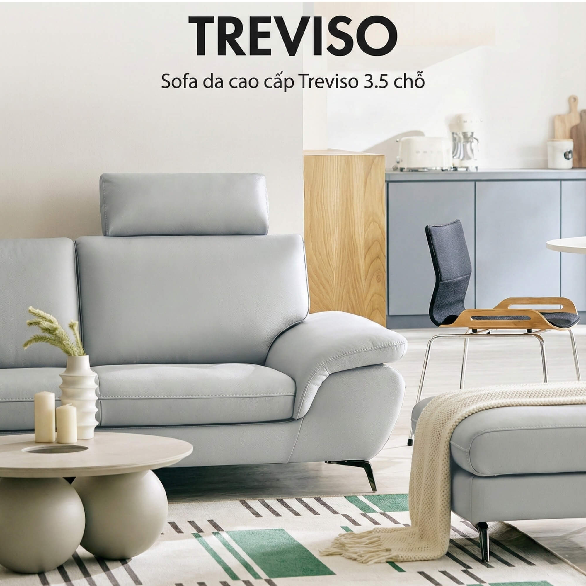 Sofa TREVISO - Sofa Băng Dáng Thuyền Trẻ Trung Cho Phòng Khách Chung Cư