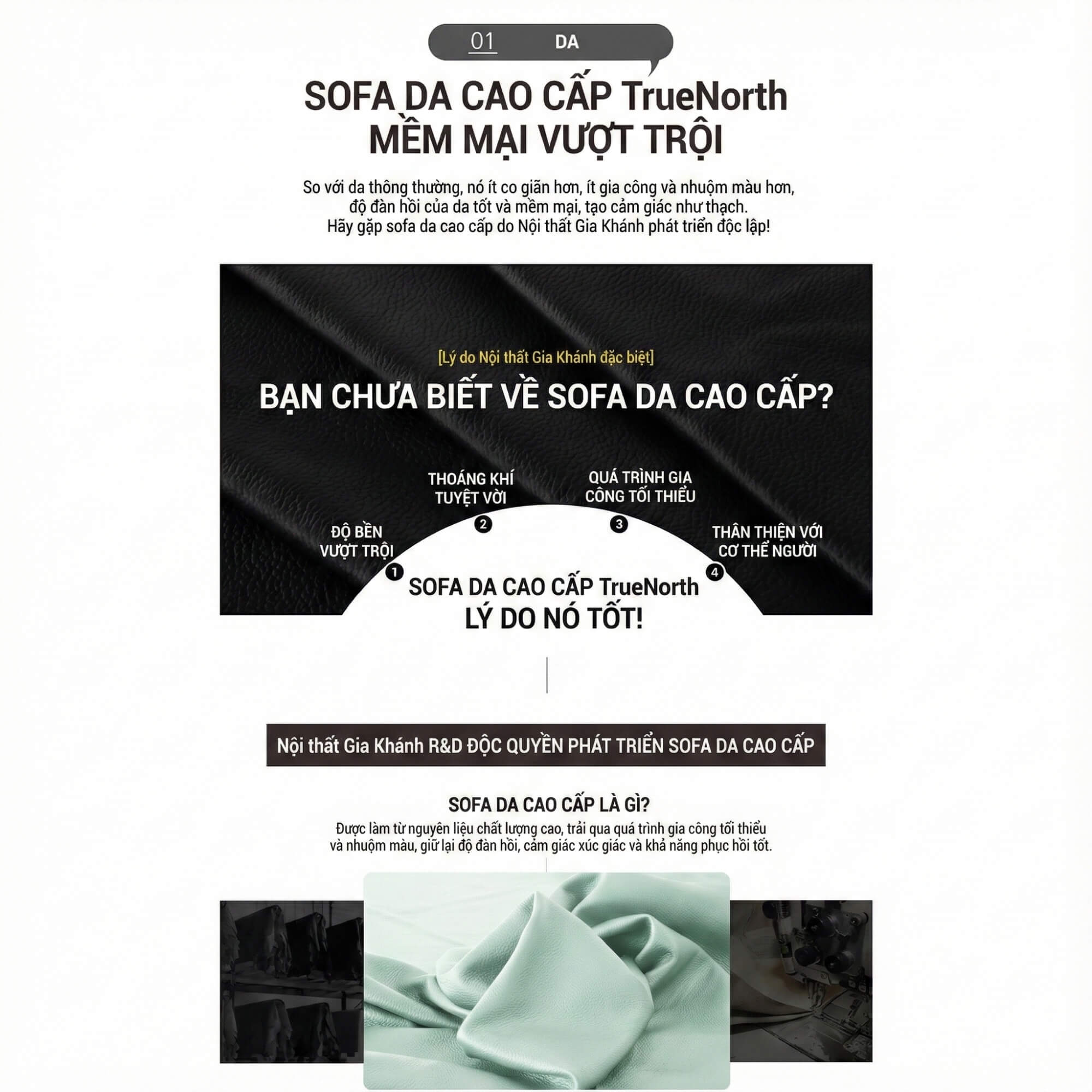 Sofa TRUENORTH - Sofa Băng Bọc Da Thiết Kế Mạnh Mẽ Có Tựa Đầu Linh Hoạt