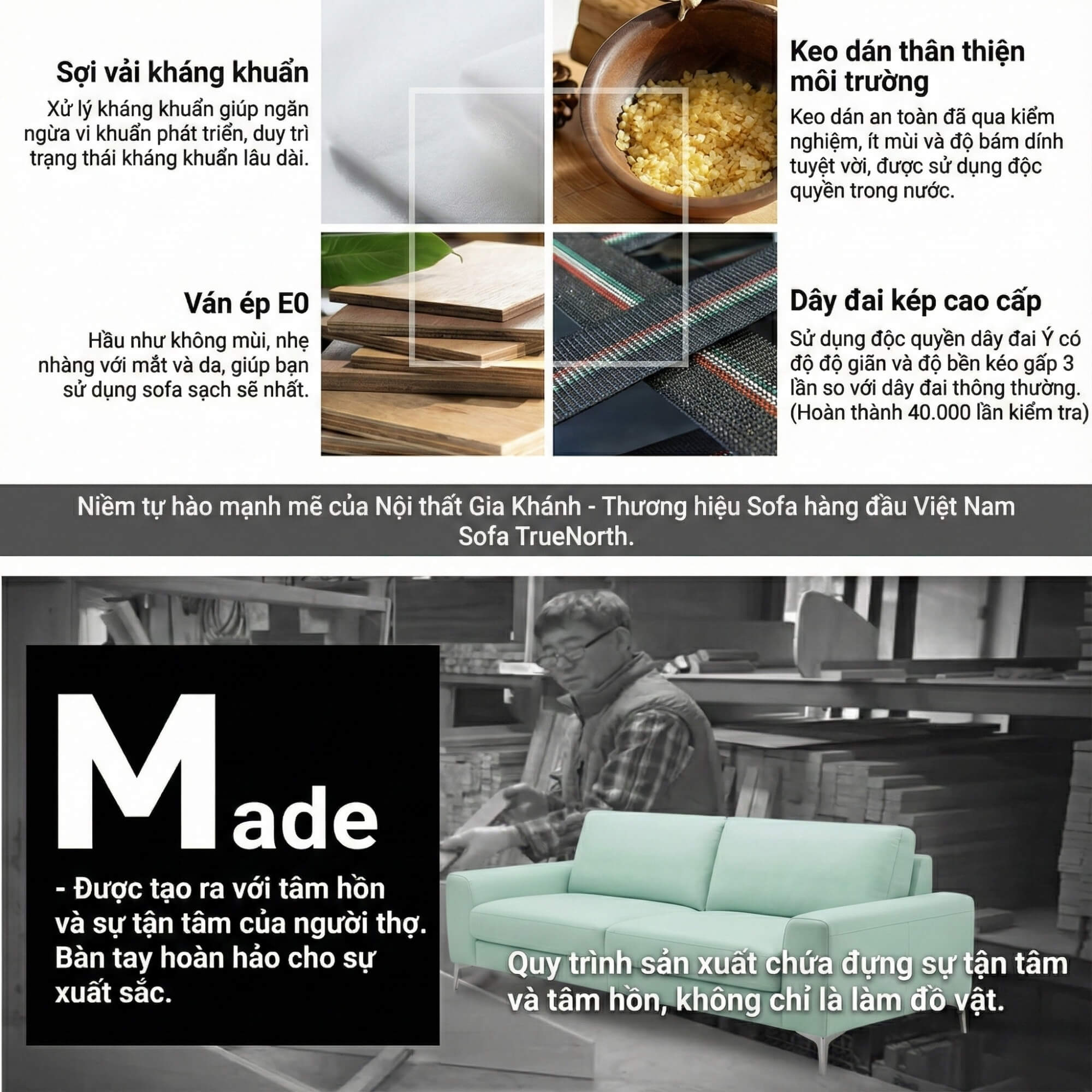 Sofa TRUENORTH - Sofa Băng Bọc Da Thiết Kế Mạnh Mẽ Có Tựa Đầu Linh Hoạt